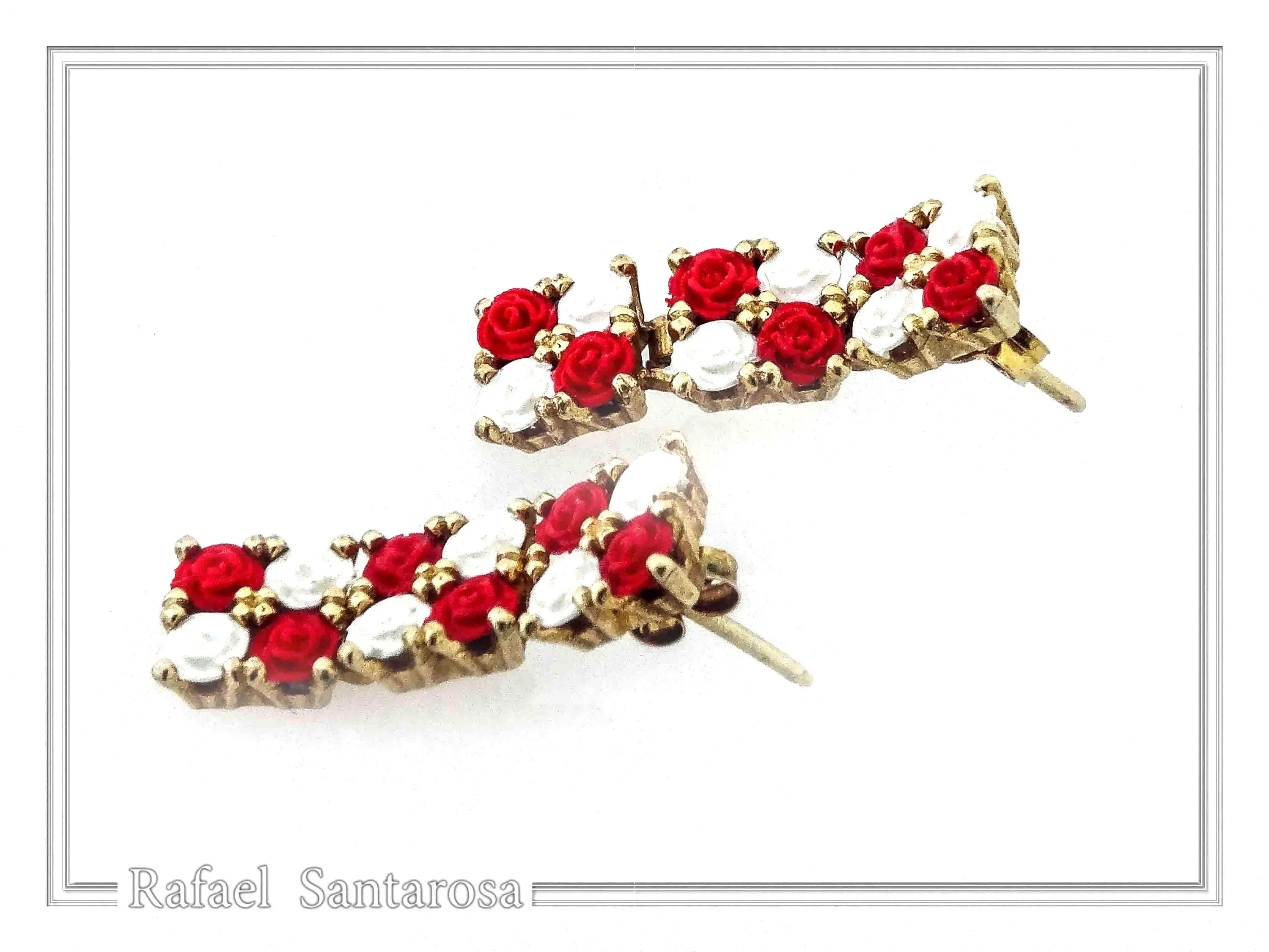 Rose Flowers alabaster gems pave Earrings: Sterling Silver Gold-Filled Floral Studs — additional product image 7 from Rafael Santarosa Fine Jewelry