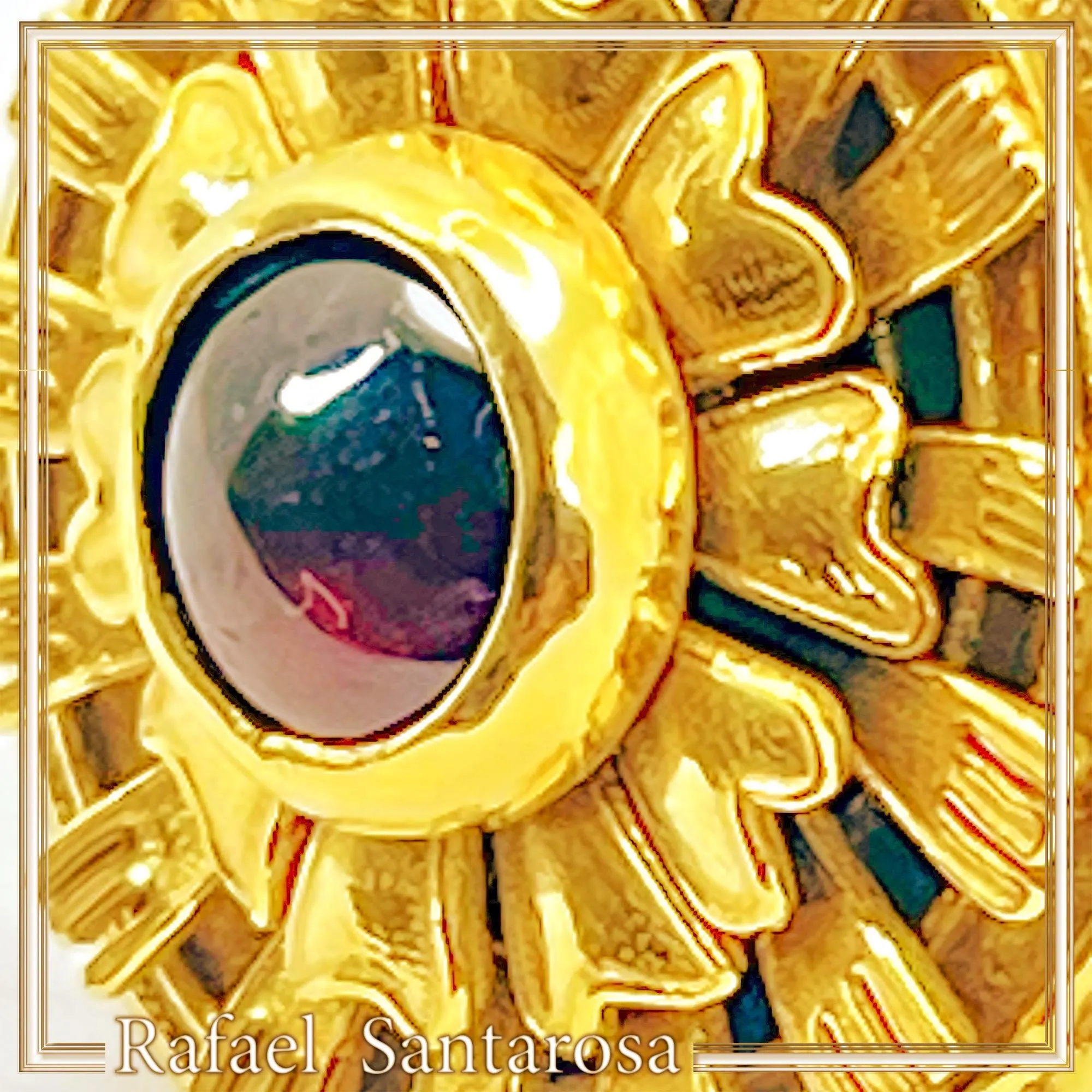 Ancient Greek Garnet Ring Sterling Silver 18K Gold Filled Archeological Museum Inspired — additional product image 8 from Rafael Santarosa Fine Jewelry