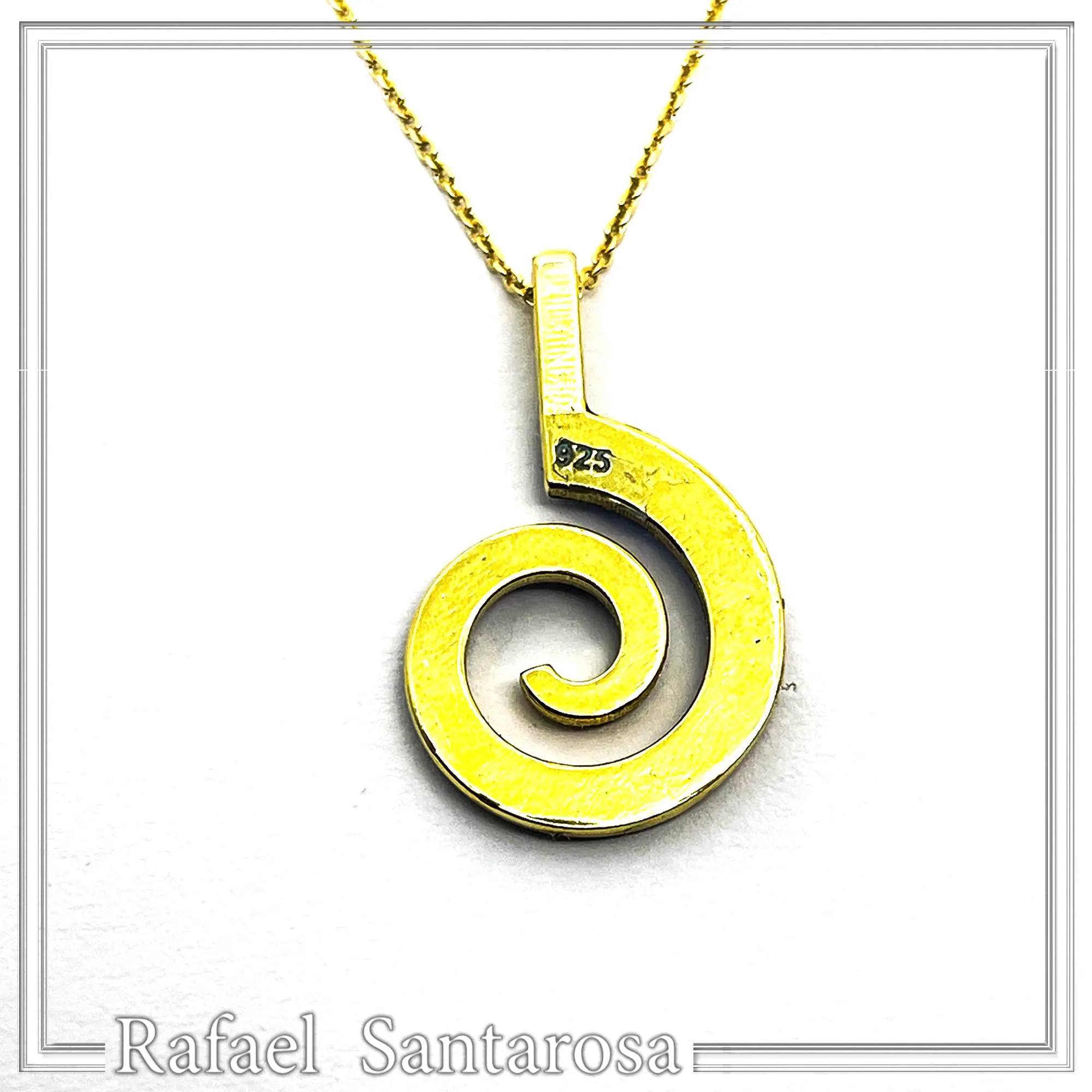 Eternity Symbol Spiral Necklace: Night Blue Transparent Enamel 18K Gold-Filled Sterling Silver Pendant — additional product image 9 from Rafael Santarosa Fine Jewelry