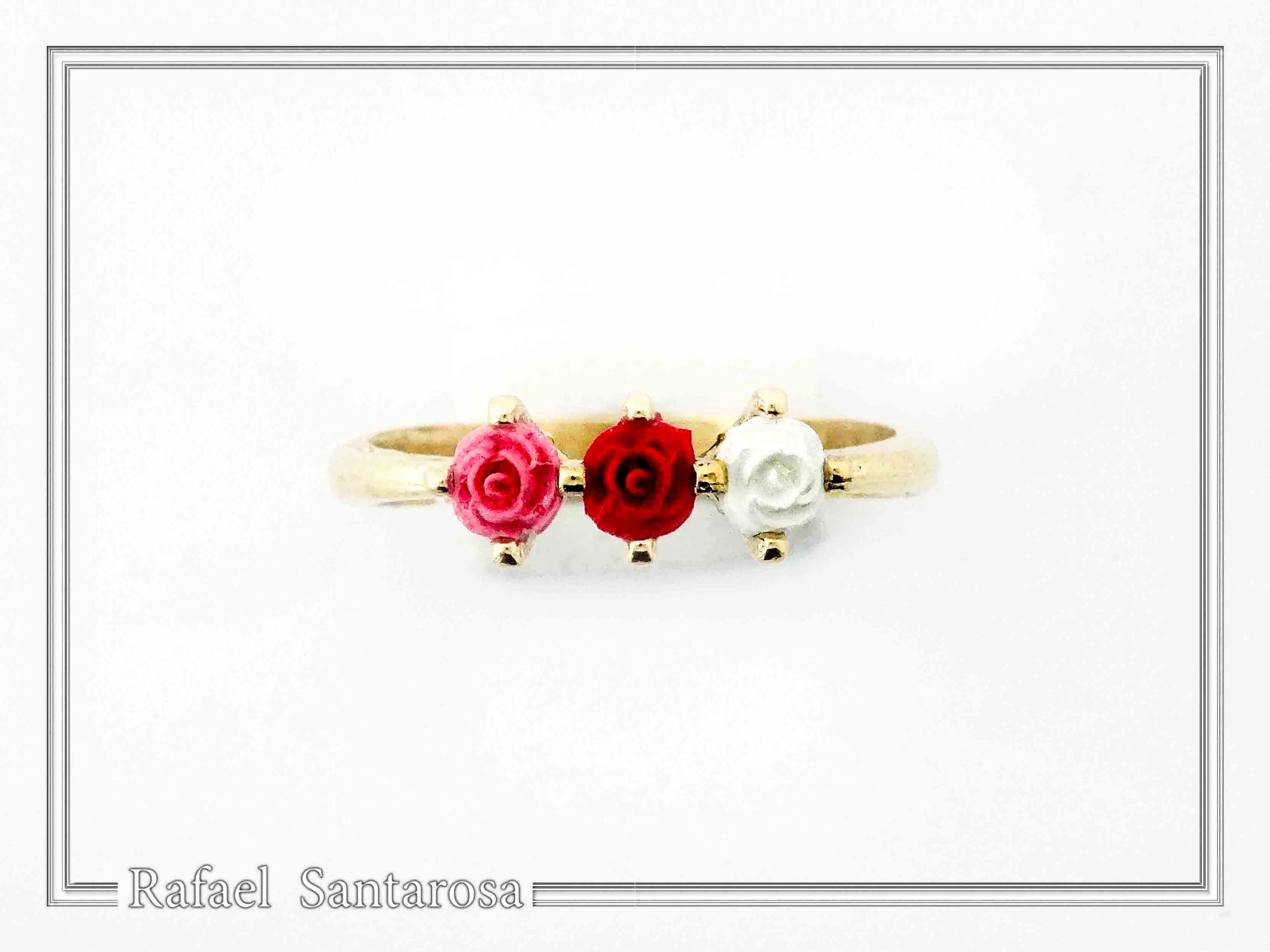 Sculptured Alabaster Rose Flowers Floral Statement Ring: 18K Gold-Filled Sterling Silver — additional product image 7 from Rafael Santarosa Fine Jewelry