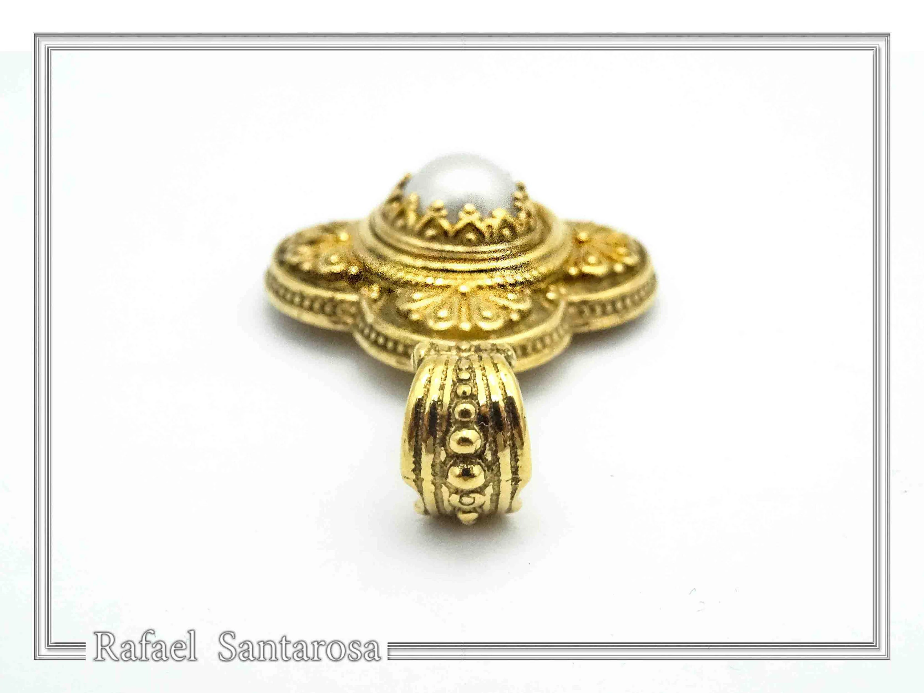 Natural Lapis Lazuli Byzantine Filigree Cross Pendant: 18K Gold-Filled Sterling Silver — additional product image 7 from Rafael Santarosa Fine Jewelry
