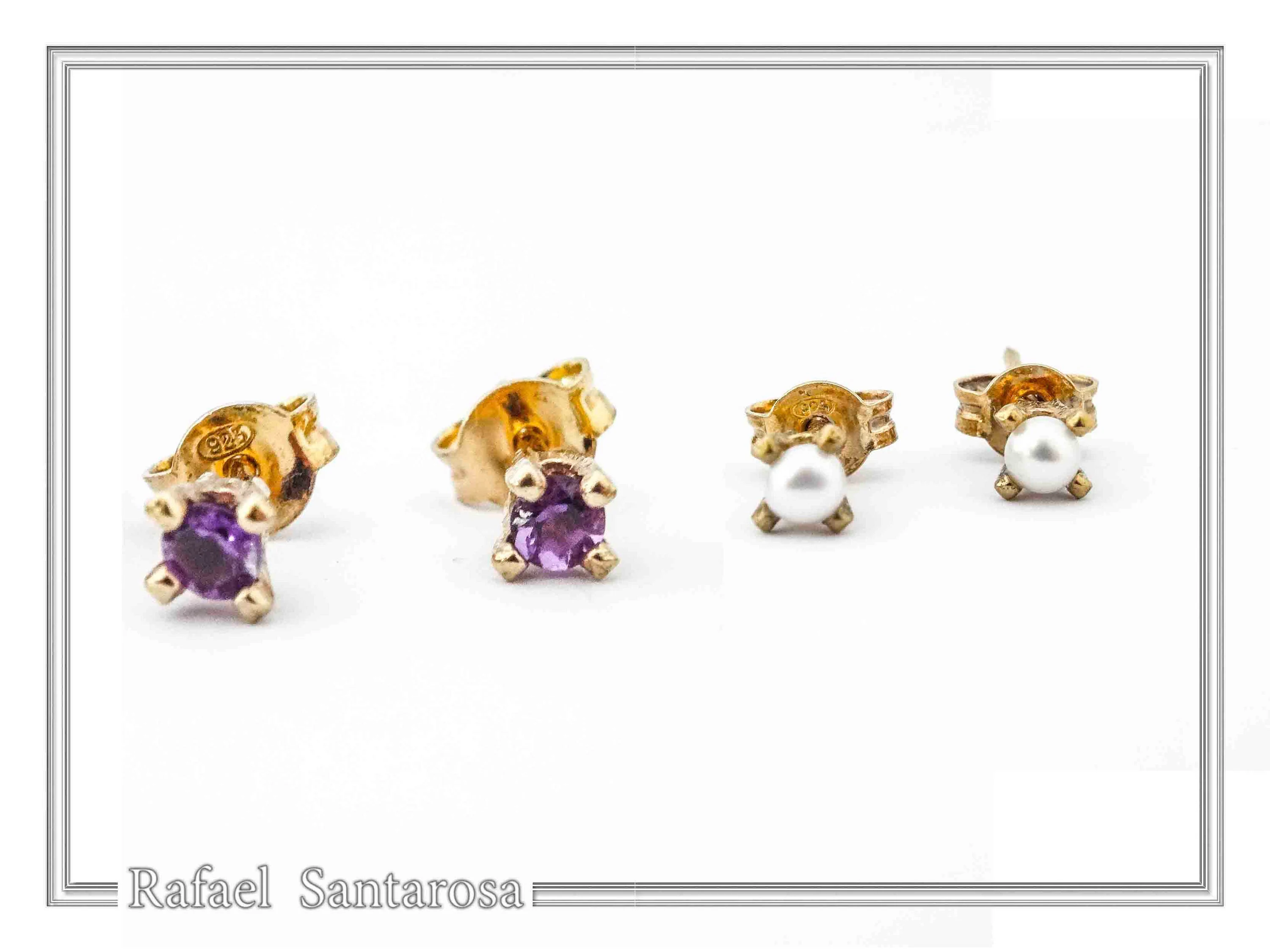 Natural Topaz, Amethyst, Garnet, Peridot Stud Earrings: Gold Filled Sterling Silver — additional product image 7 from Rafael Santarosa Fine Jewelry