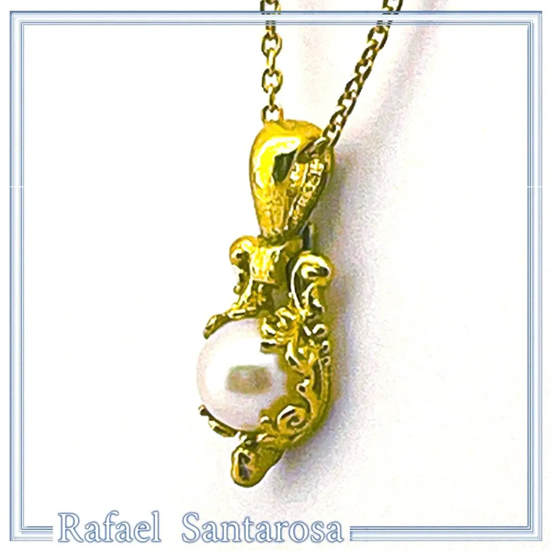 Byzantine Filigree Natural Pearl Pendant Boho Necklace for Her : 18K Gold-Filled Sterling Silver — additional product image 9 from Rafael Santarosa Fine Jewelry