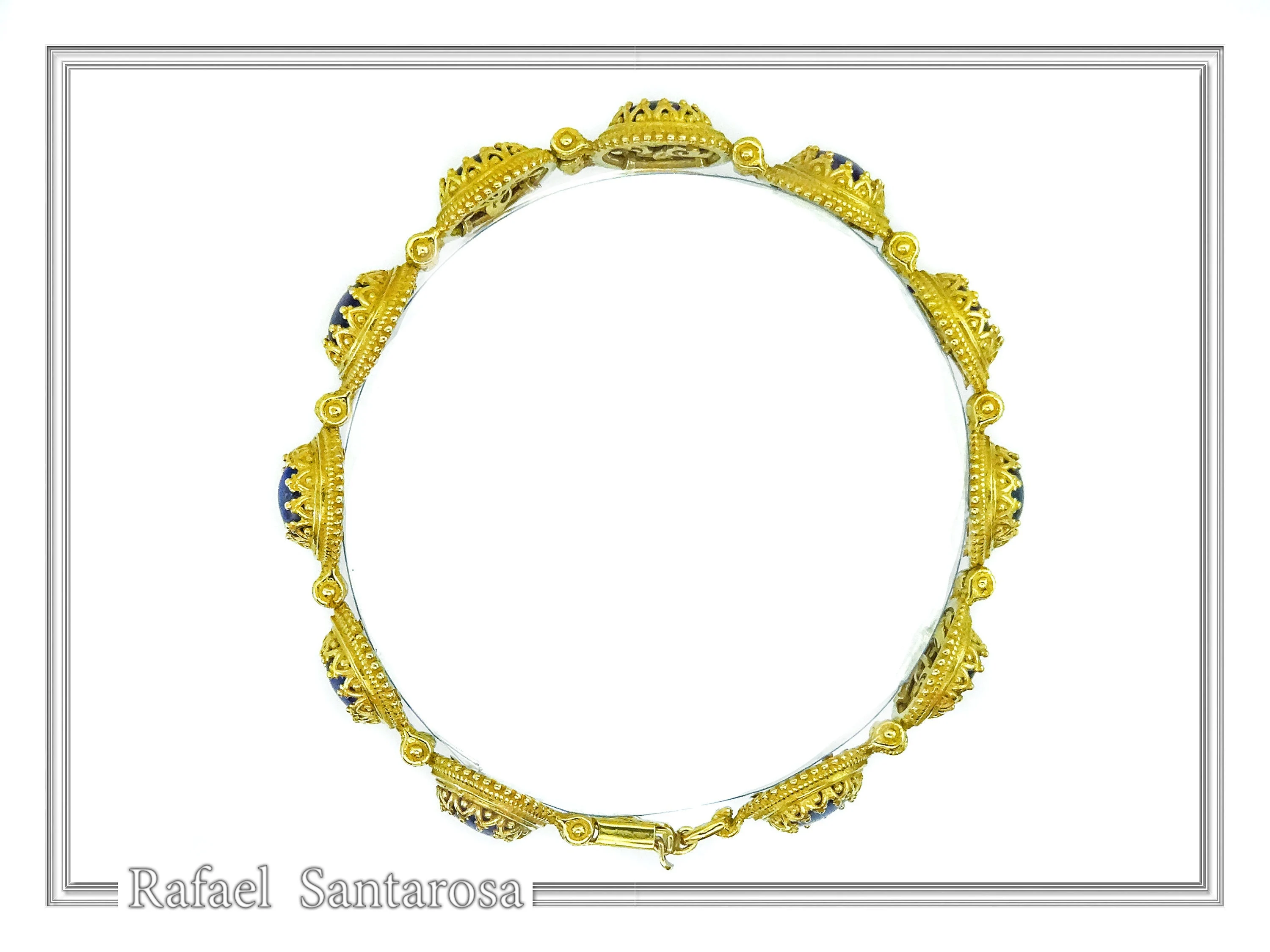 Genuine Lapis Lazuli Filigree Byzantine Beaded Bracelet: Gold-Filled Sterling Silver Handmade Jewelry — additional product image 7 from Rafael Santarosa Fine Jewelry