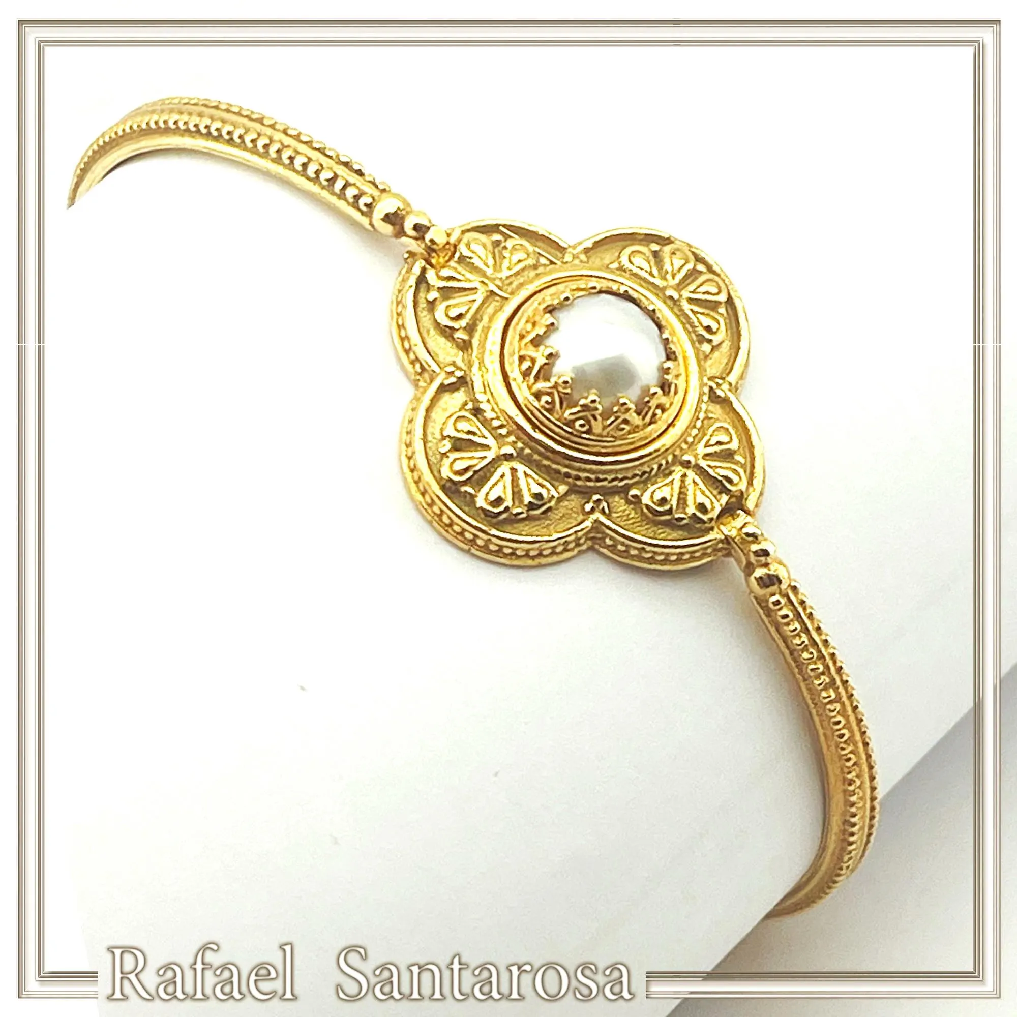 Byzantine Cross Pearl Filigree Bangle Bracelet: 18K Gold Filled Sterling Silver — additional product image 2 from Rafael Santarosa Fine Jewelry