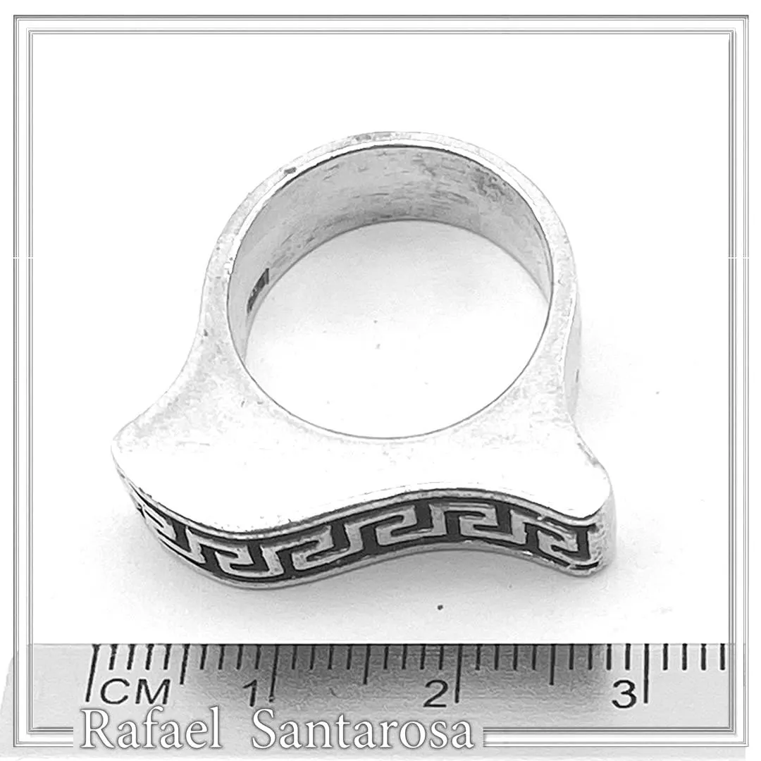 Oxidized Sterling Silver Greek Key weave Ring: Handmade Meander Museum Inspired Jewelry — additional product image 9 from Rafael Santarosa Fine Jewelry
