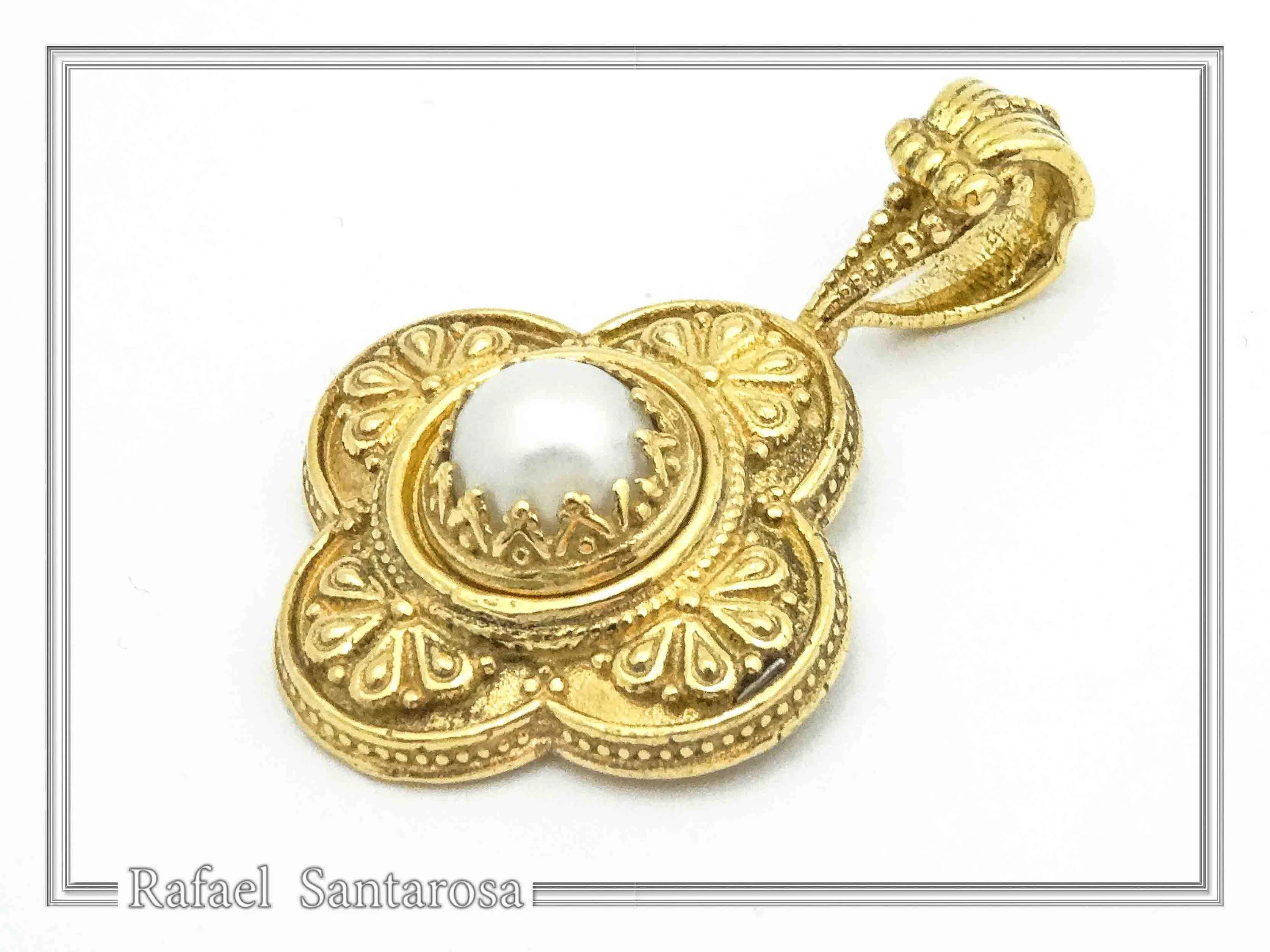 Natural Lapis Lazuli Byzantine Filigree Cross Pendant: 18K Gold-Filled Sterling Silver — additional product image 5 from Rafael Santarosa Fine Jewelry
