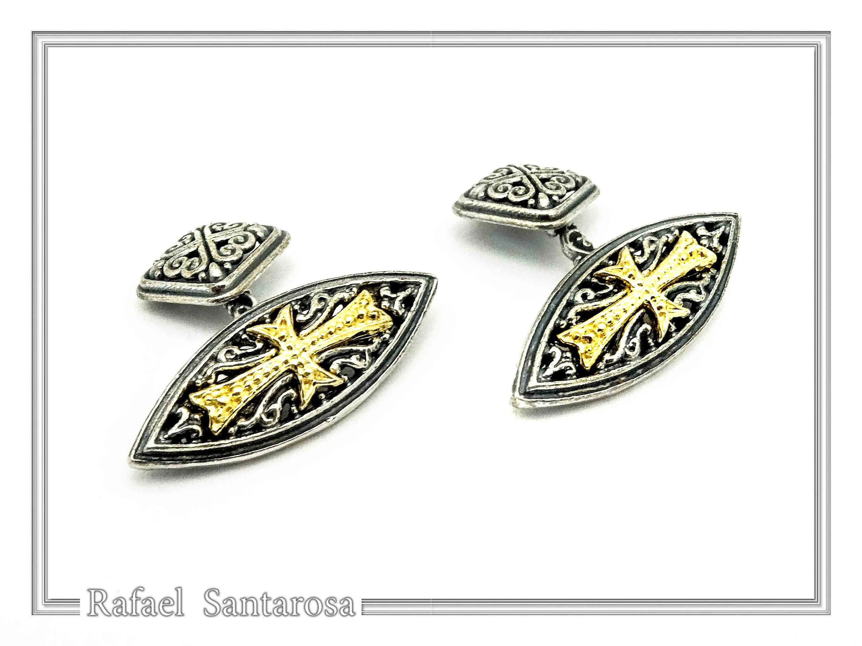 Knights Order of Malta Cross Cufflinks. Johne's order Replica: 18K Gold Filled & Oxidized Silver — additional product image 3 from Rafael Santarosa Fine Jewelry
