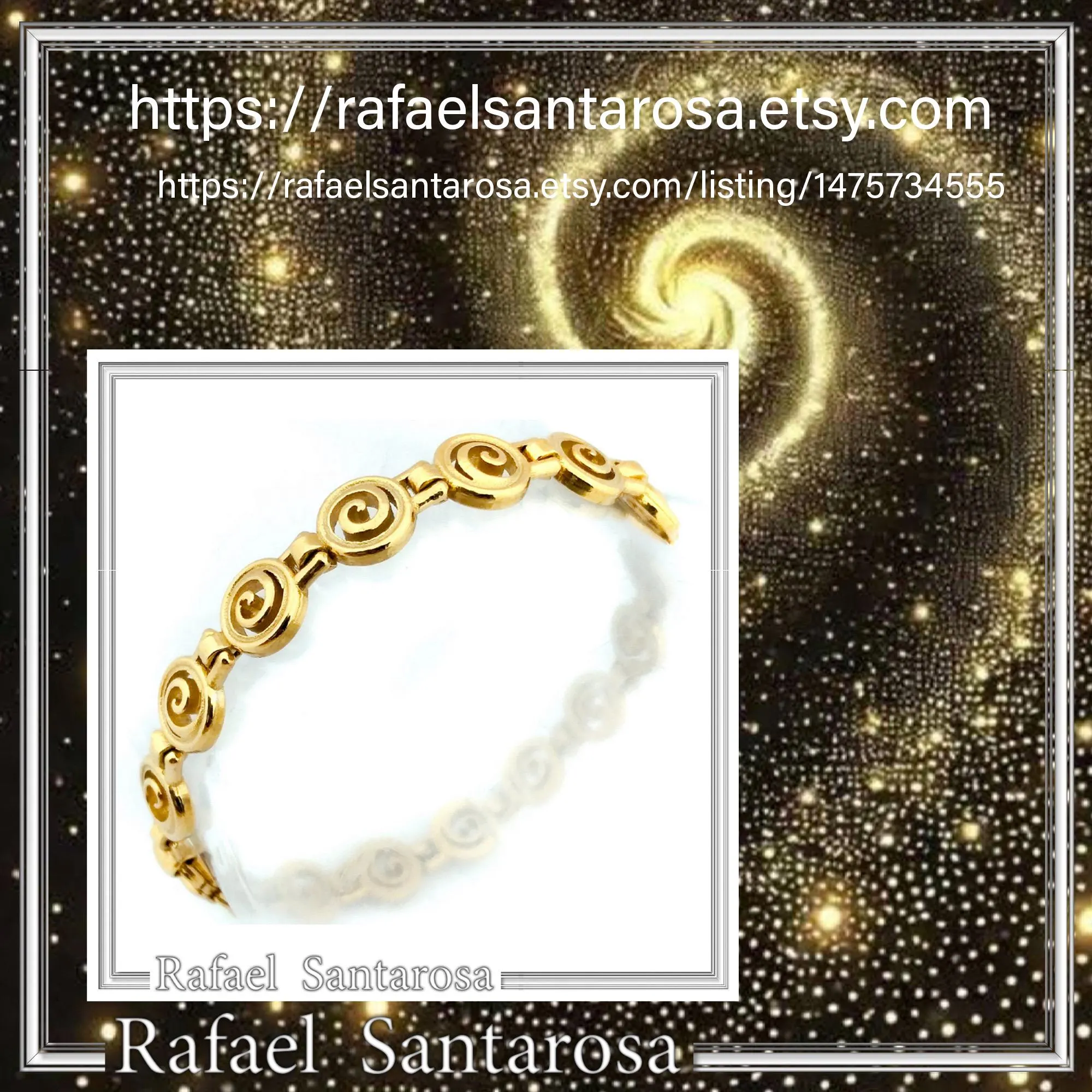 Ancient Greek Handmade Spiral Beaded Bracelet: Sterling Silver 18K Gold Filled Eternity Symbol Jewelry — additional product image 10 from Rafael Santarosa Fine Jewelry