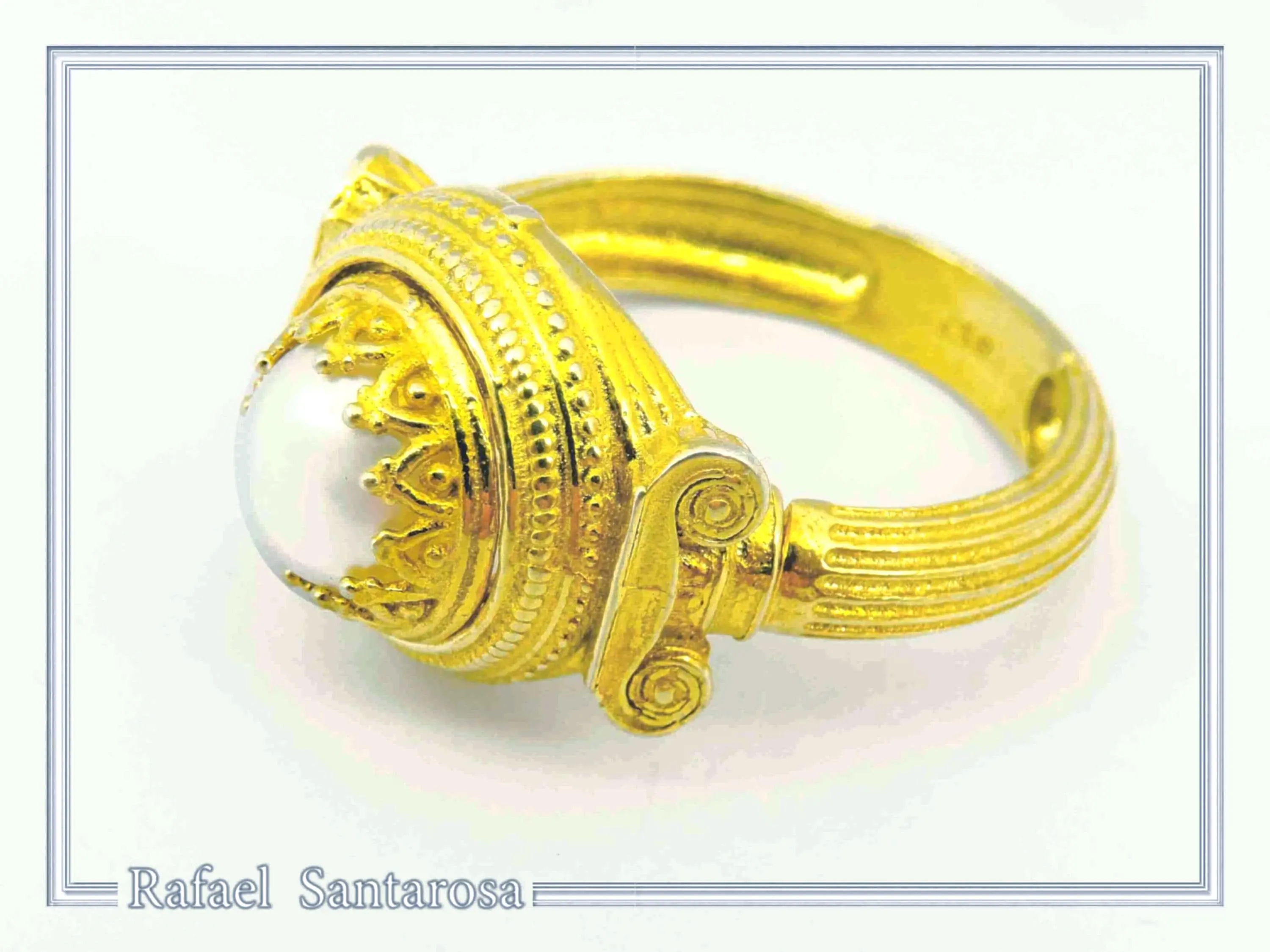 Ancient Greek Temple Ionic Column Natural Pearl Ring 18K Gold-Filled Sterling Silver, Museum Inspired — additional product image 3 from Rafael Santarosa Fine Jewelry