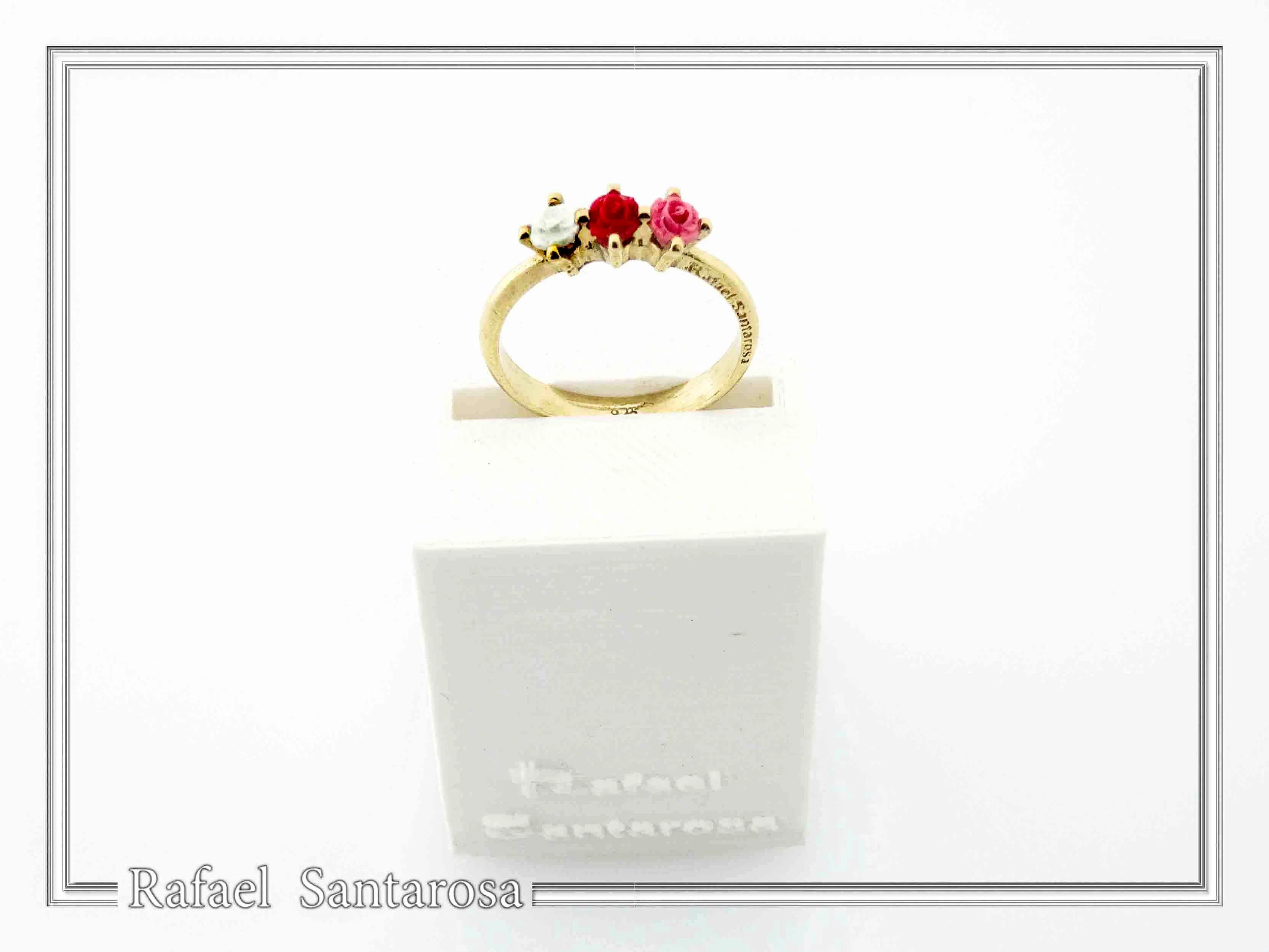 Sculptured Alabaster Rose Flowers Floral Statement Ring: 18K Gold-Filled Sterling Silver — additional product image 6 from Rafael Santarosa Fine Jewelry