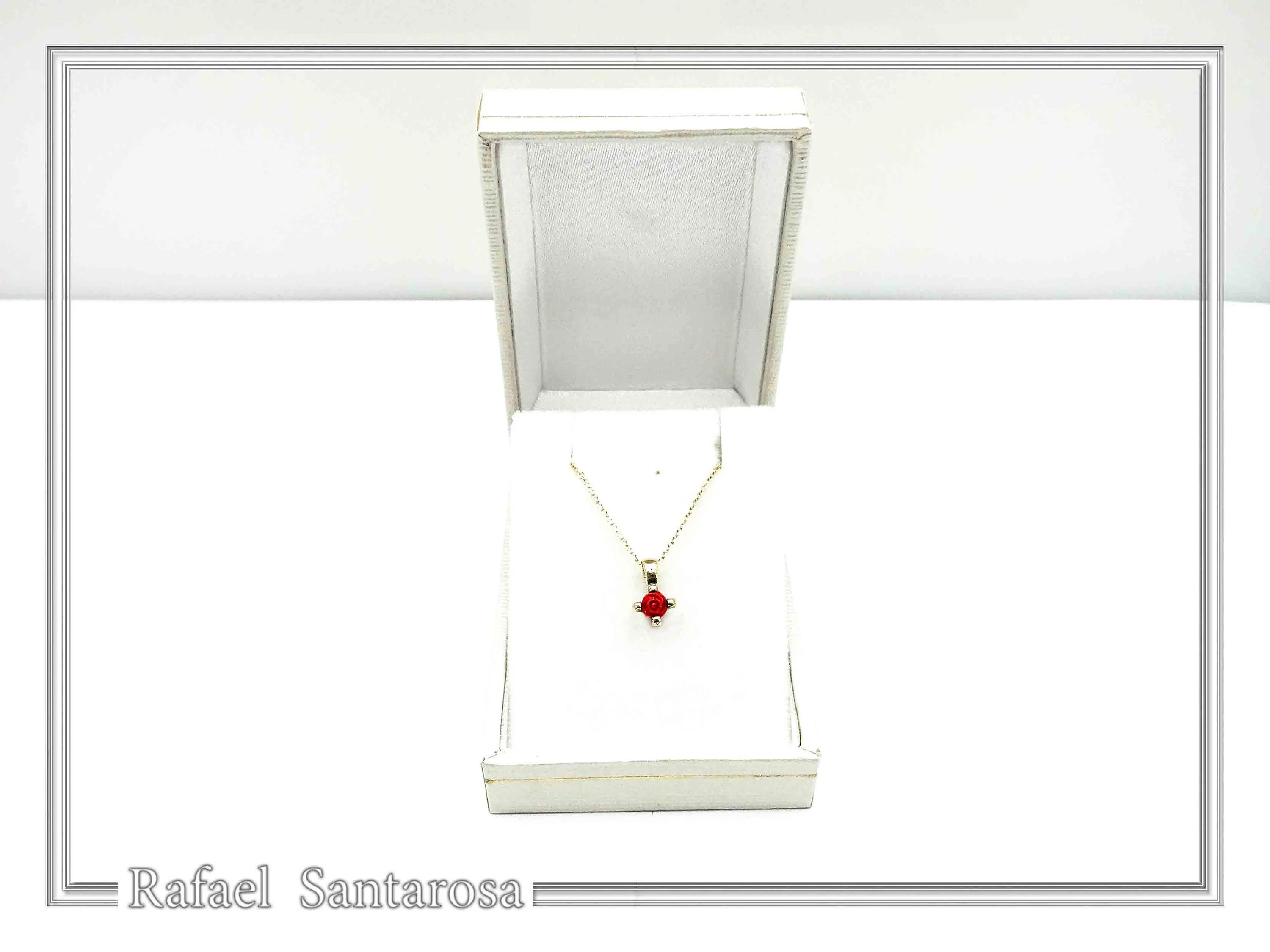 Rose Flower Pendant: Handmade Sculptured Alabaster and 18K Gold-Filled Sterling Silver Necklace — additional product image 8 from Rafael Santarosa Fine Jewelry
