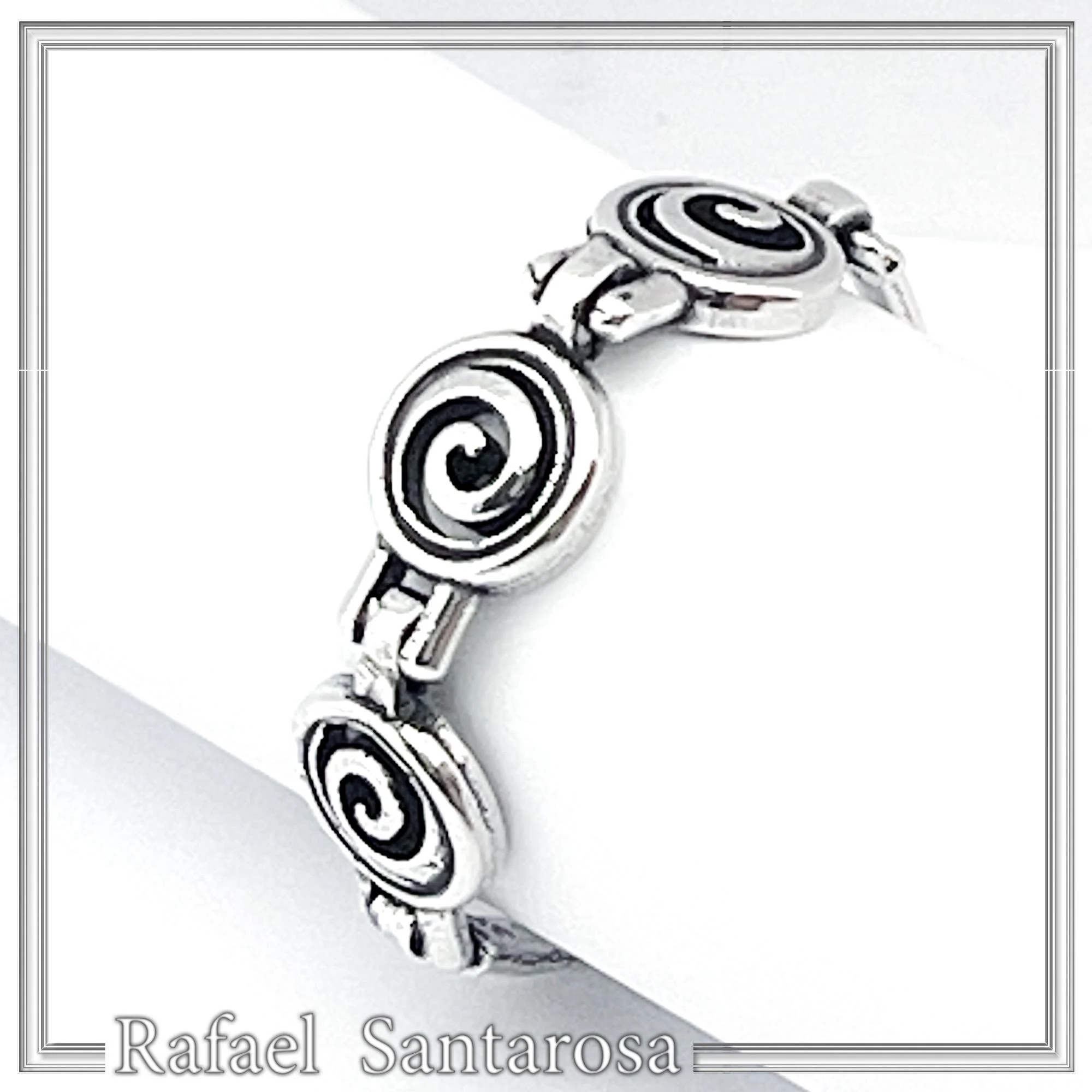 Spiral Eternity Symbol Beaded Ring: Handmade Oxidized Sterling Silver — additional product image 2 from Rafael Santarosa Fine Jewelry
