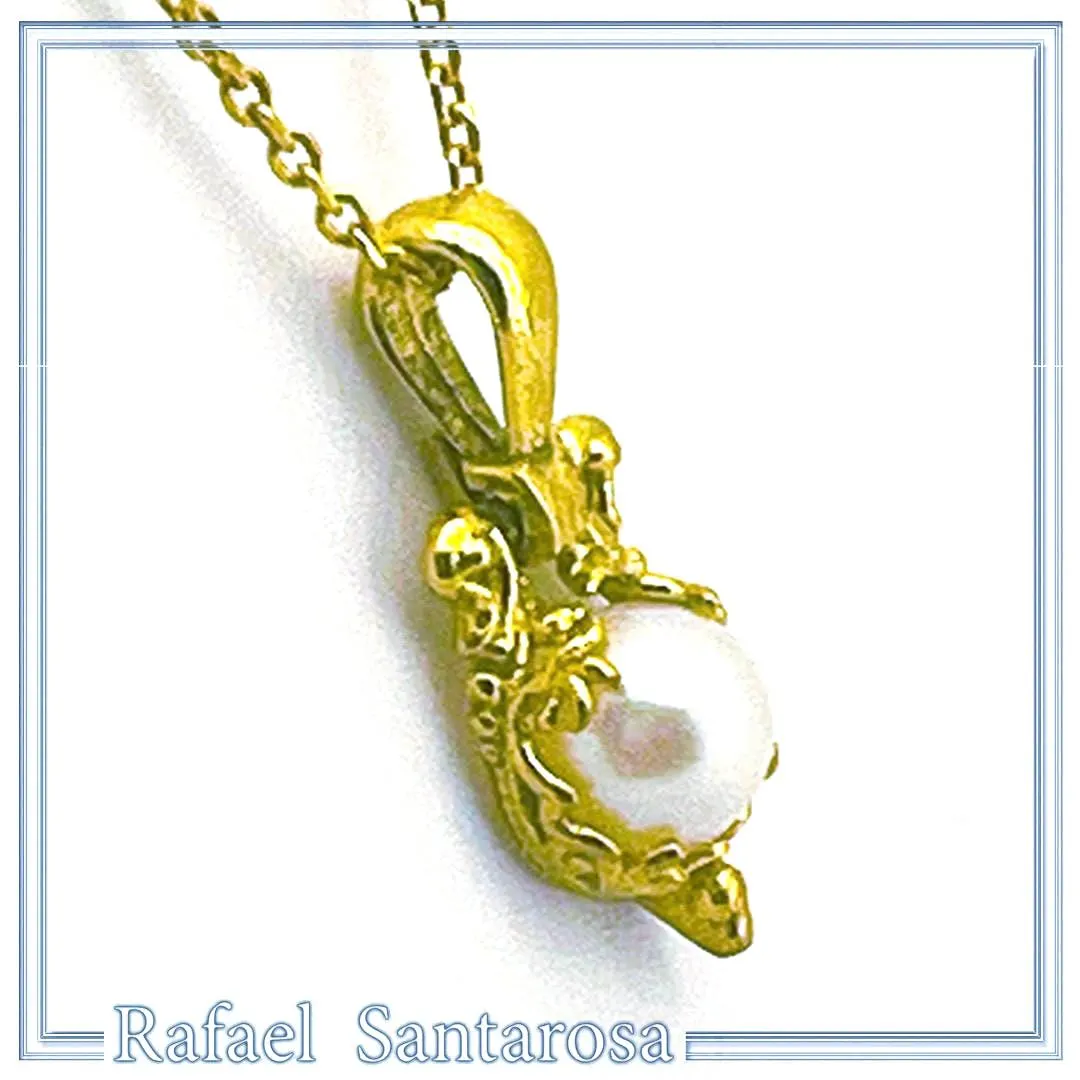 Byzantine Filigree Natural Pearl Pendant Boho Necklace for Her : 18K Gold-Filled Sterling Silver — additional product image 10 from Rafael Santarosa Fine Jewelry