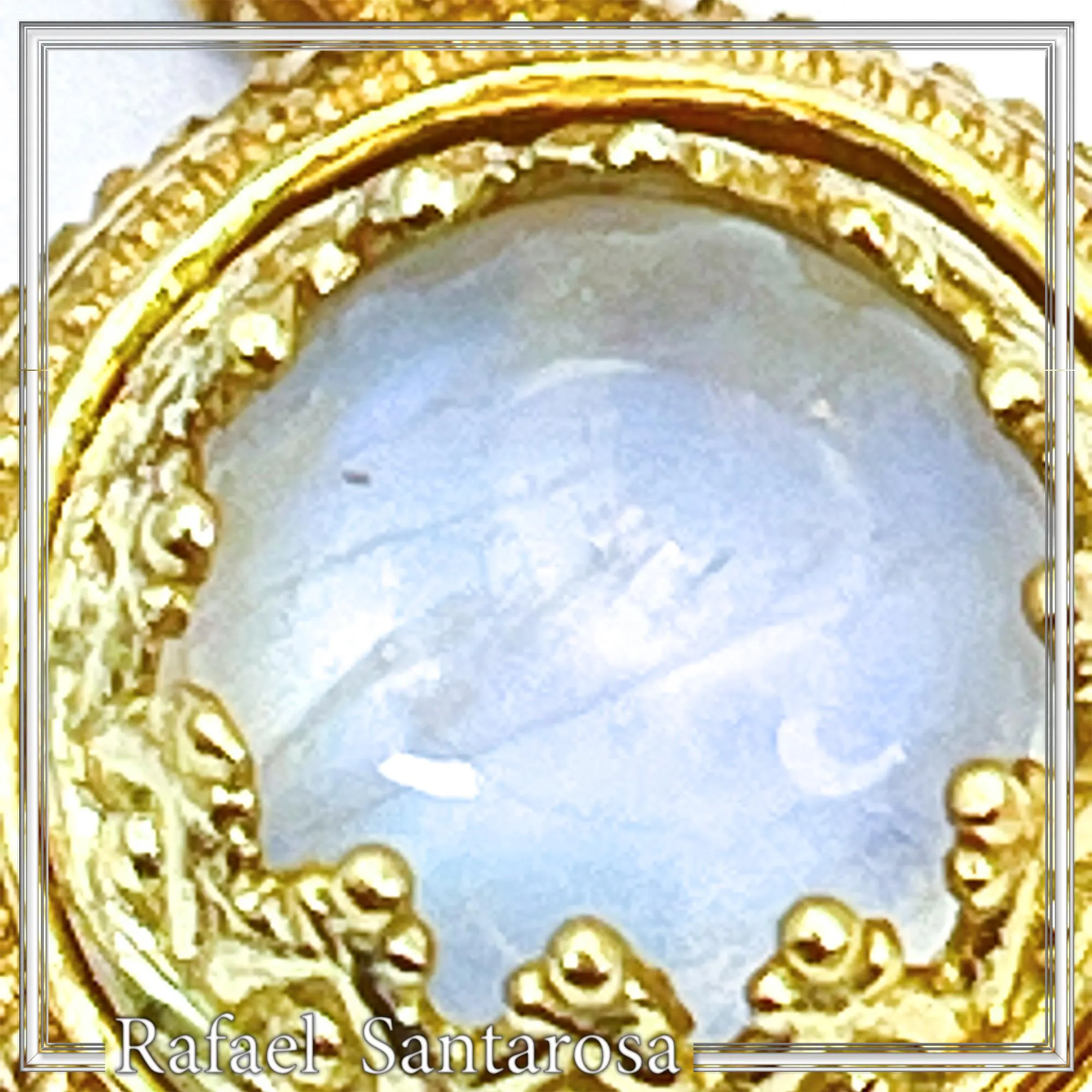 Natural Moonstone Necklace: Ancient Greek style Filigree 18K Gold-Filled Pendant — additional product image 10 from Rafael Santarosa Fine Jewelry