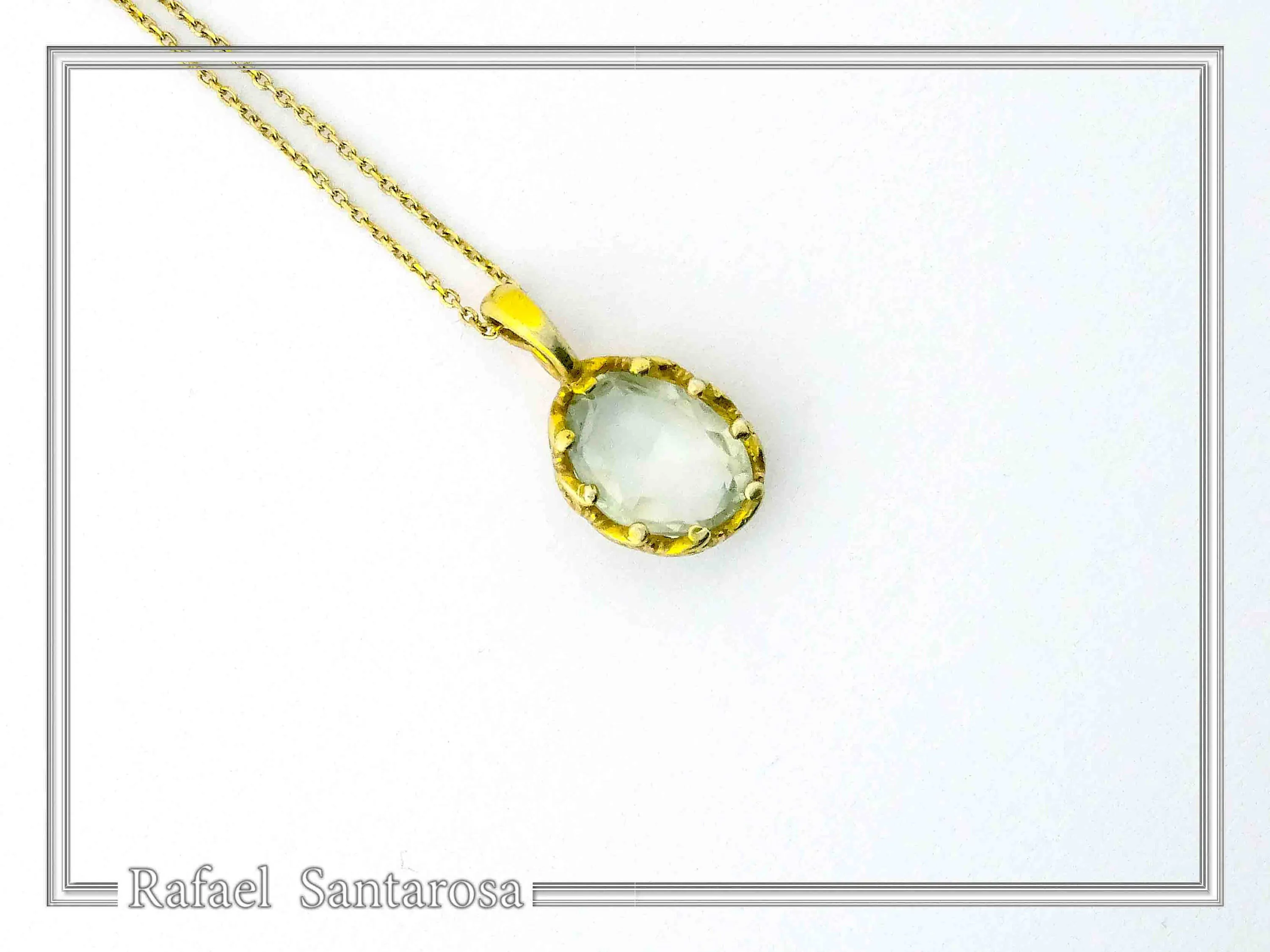 Filigree Bezel on Natural Sky Blue Topaz Pendant: Sterling Silver 18K Gold-Filled — additional product image 3 from Rafael Santarosa Fine Jewelry