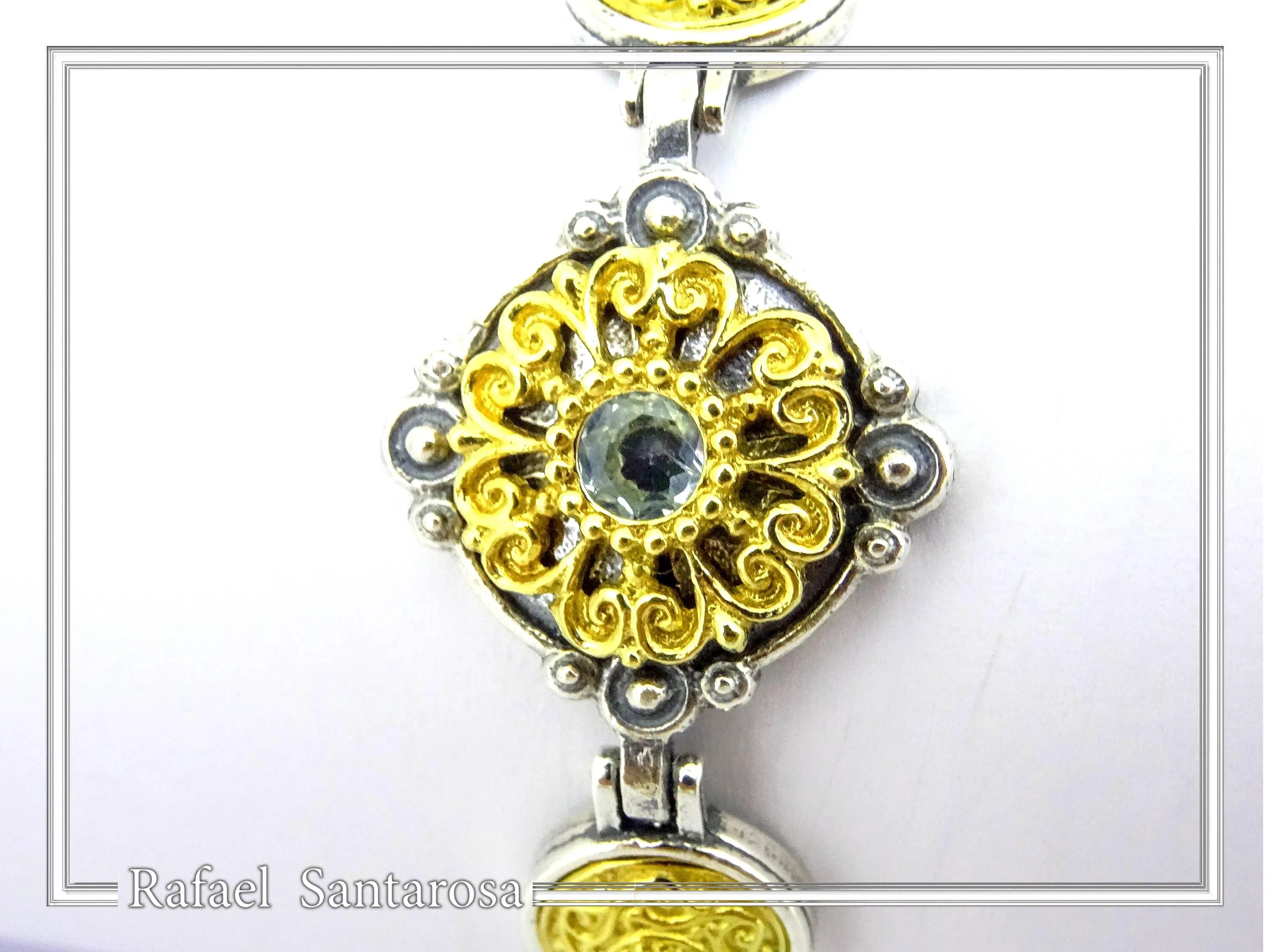 Byzantine Style Natural Gemstones Beaded Bracelet: Oxidized & 18K Gold-Filled Sterling Silver — additional product image 8 from Rafael Santarosa Fine Jewelry