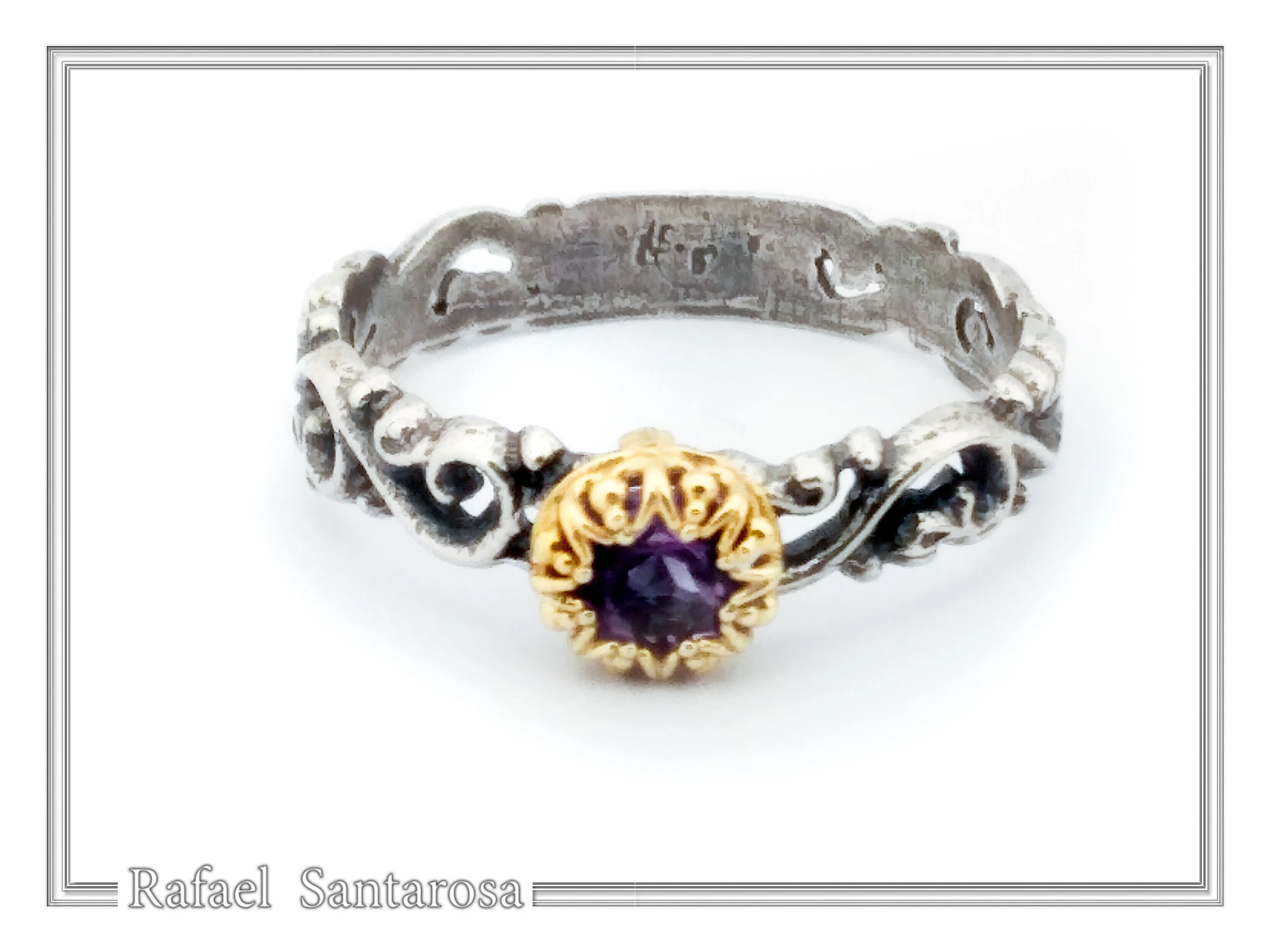 Genuine Gemstones Stacking Ring: Oxidized Sterling Silver & Gold-Filled Bezel — additional product image 8 from Rafael Santarosa Fine Jewelry