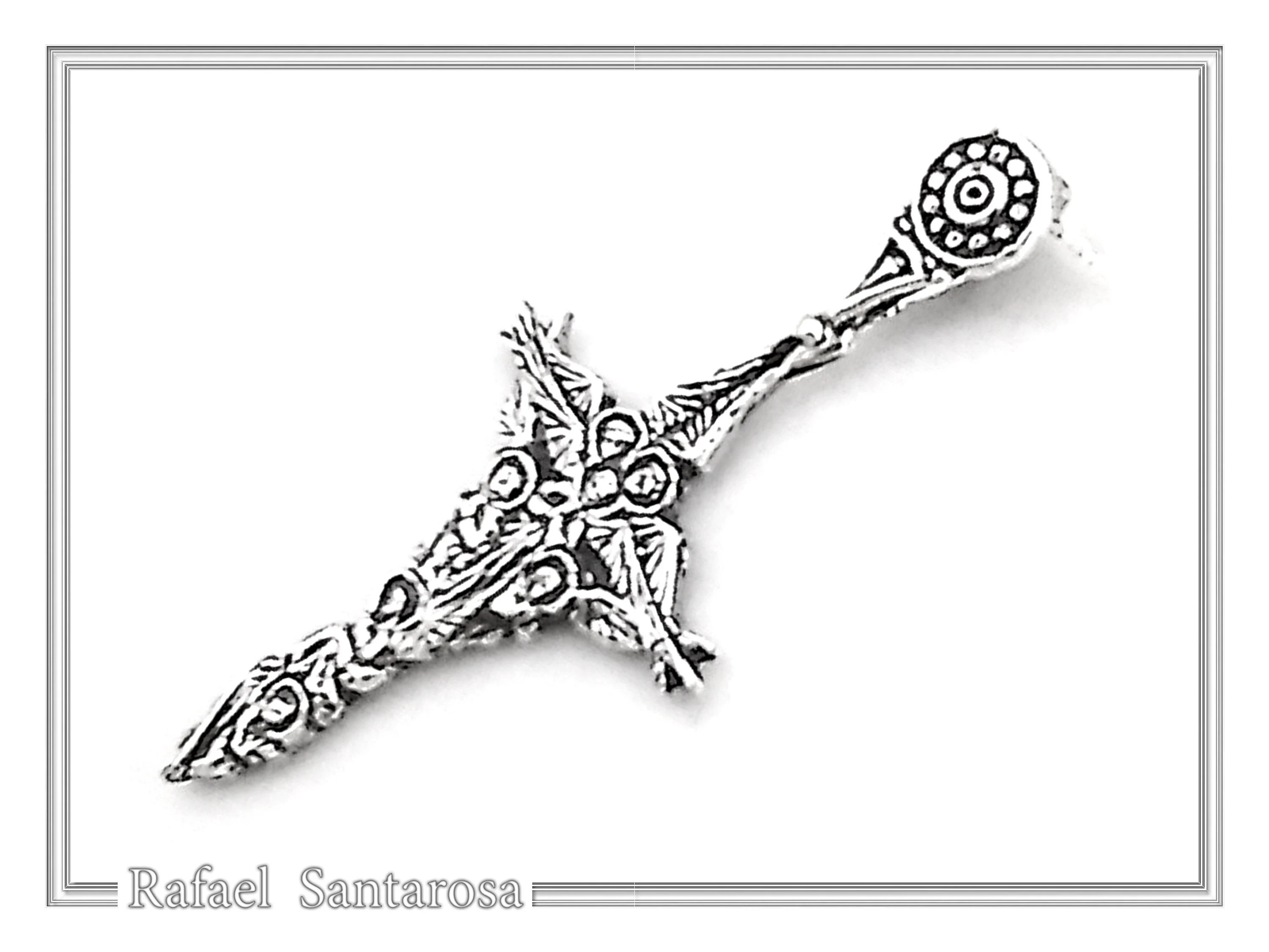 Byzantine 7 angels cross talisman, angel guardian, Greek orthodox Christian cross pendant — additional product image 2 from Rafael Santarosa Fine Jewelry