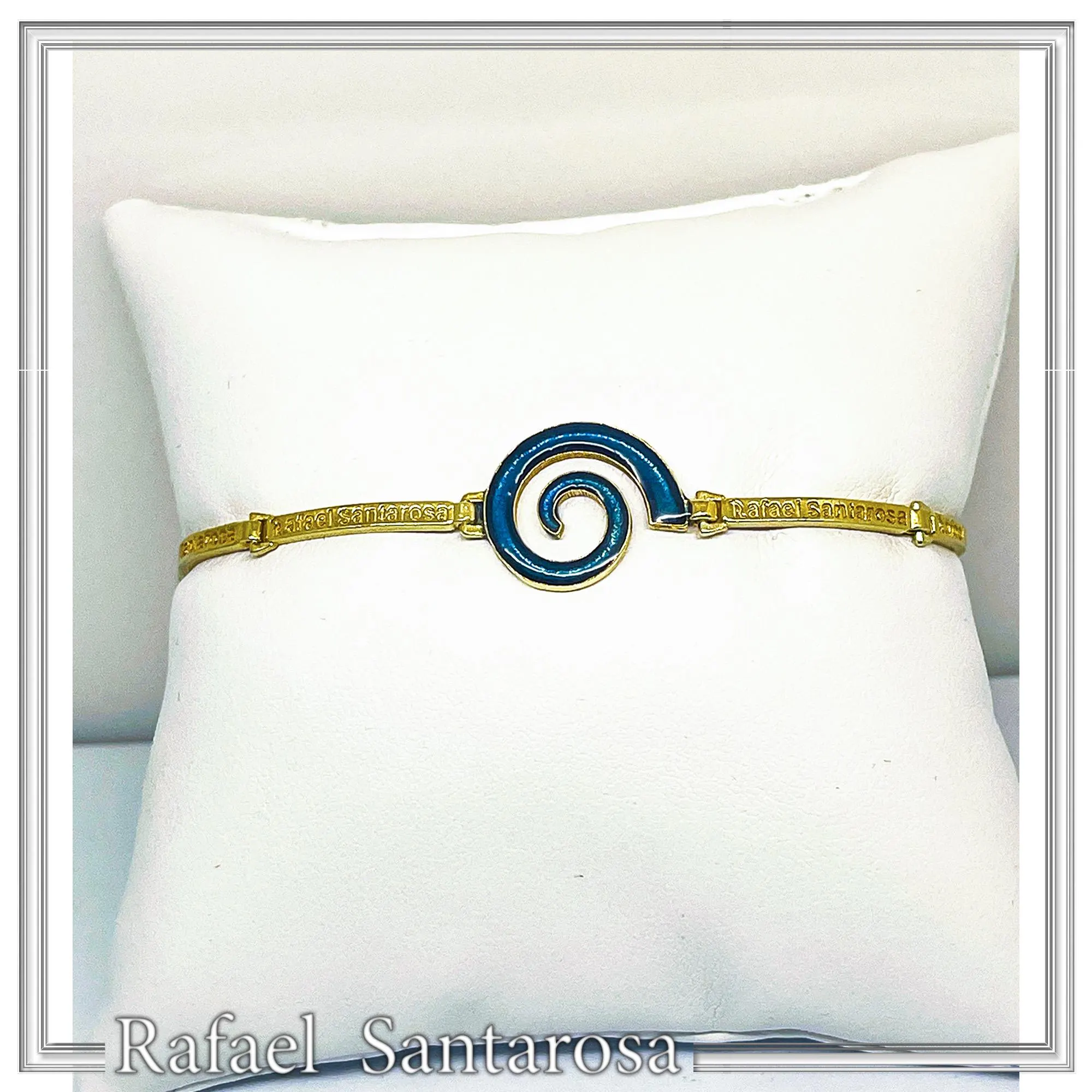 Spiral Sea Blue Enamel Charm Bracelet: Eternity Symbol of Galaxy 18K Gold Filled Silver — additional product image 7 from Rafael Santarosa Fine Jewelry
