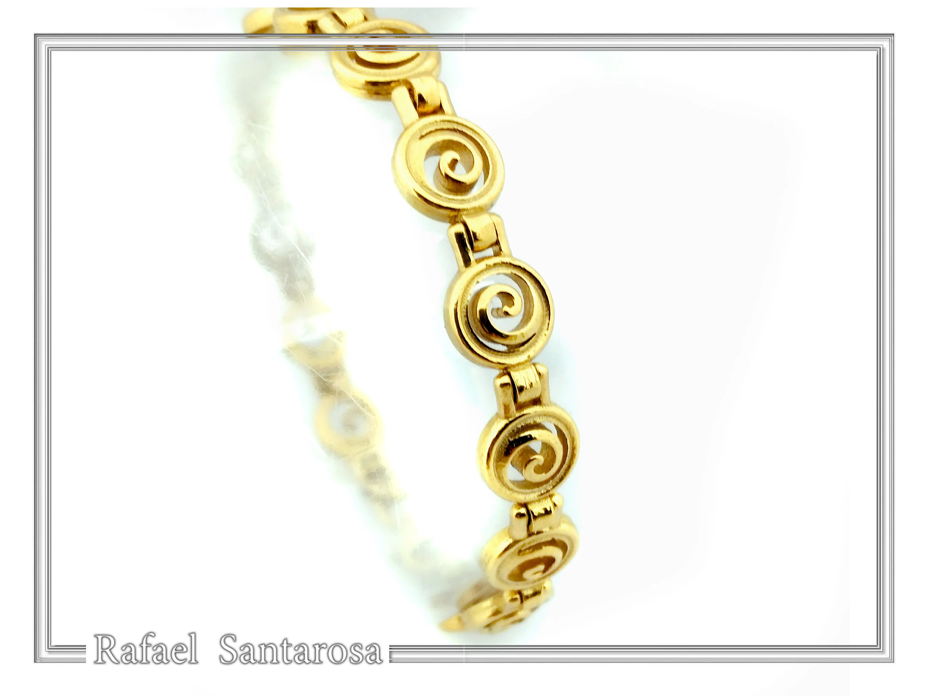Ancient Greek Handmade Spiral Beaded Bracelet: Sterling Silver 18K Gold Filled Eternity Symbol Jewelry — additional product image 3 from Rafael Santarosa Fine Jewelry