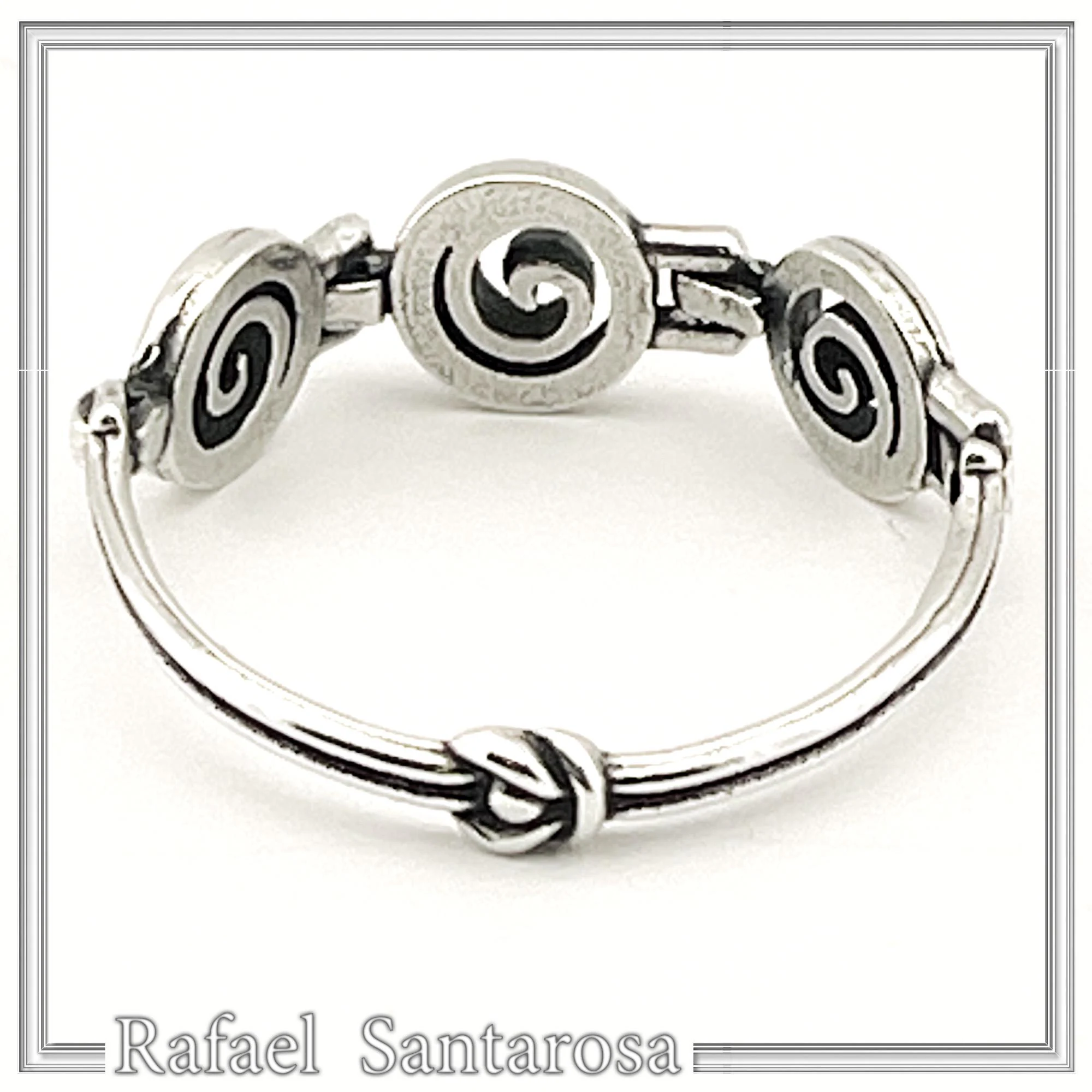 Spiral Eternity Symbol Beaded Ring: Handmade Oxidized Sterling Silver — additional product image 8 from Rafael Santarosa Fine Jewelry