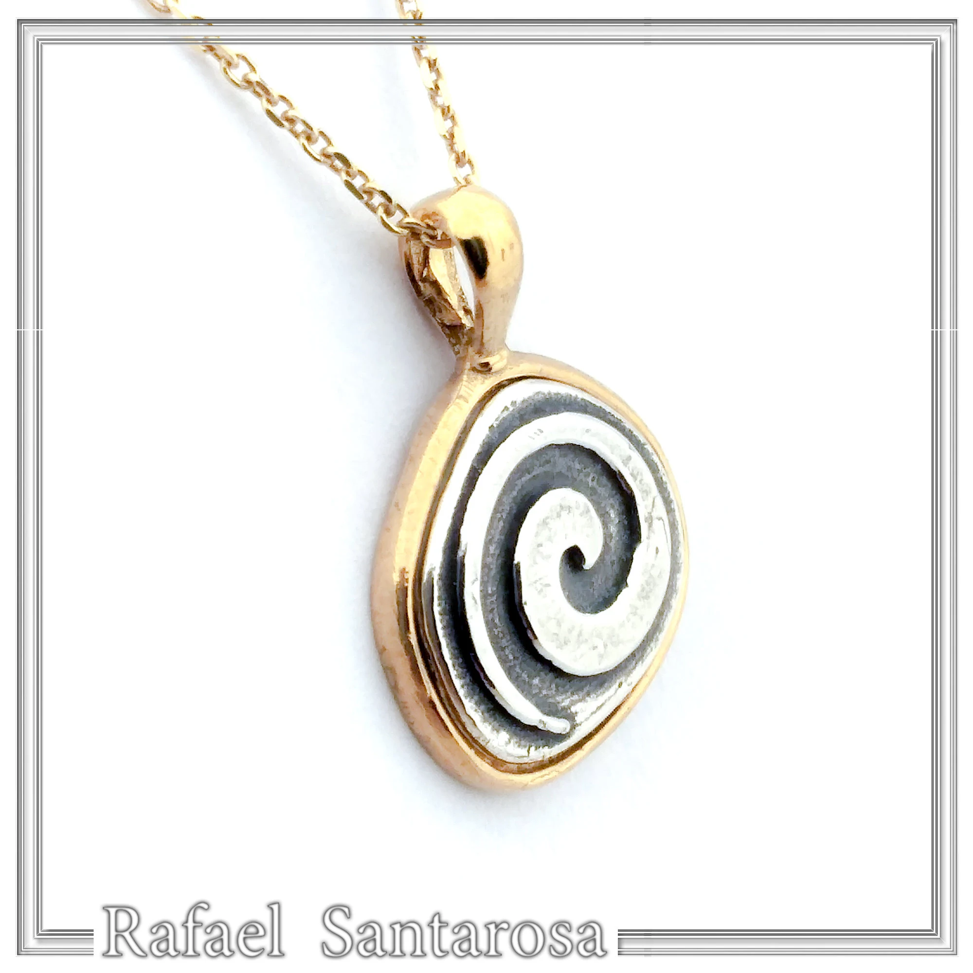 Spiral of Eternity Necklace: Milkyway Symbol Oxidized & 18K Gold Filled Sterling Silver Pendant — additional product image 5 from Rafael Santarosa Fine Jewelry