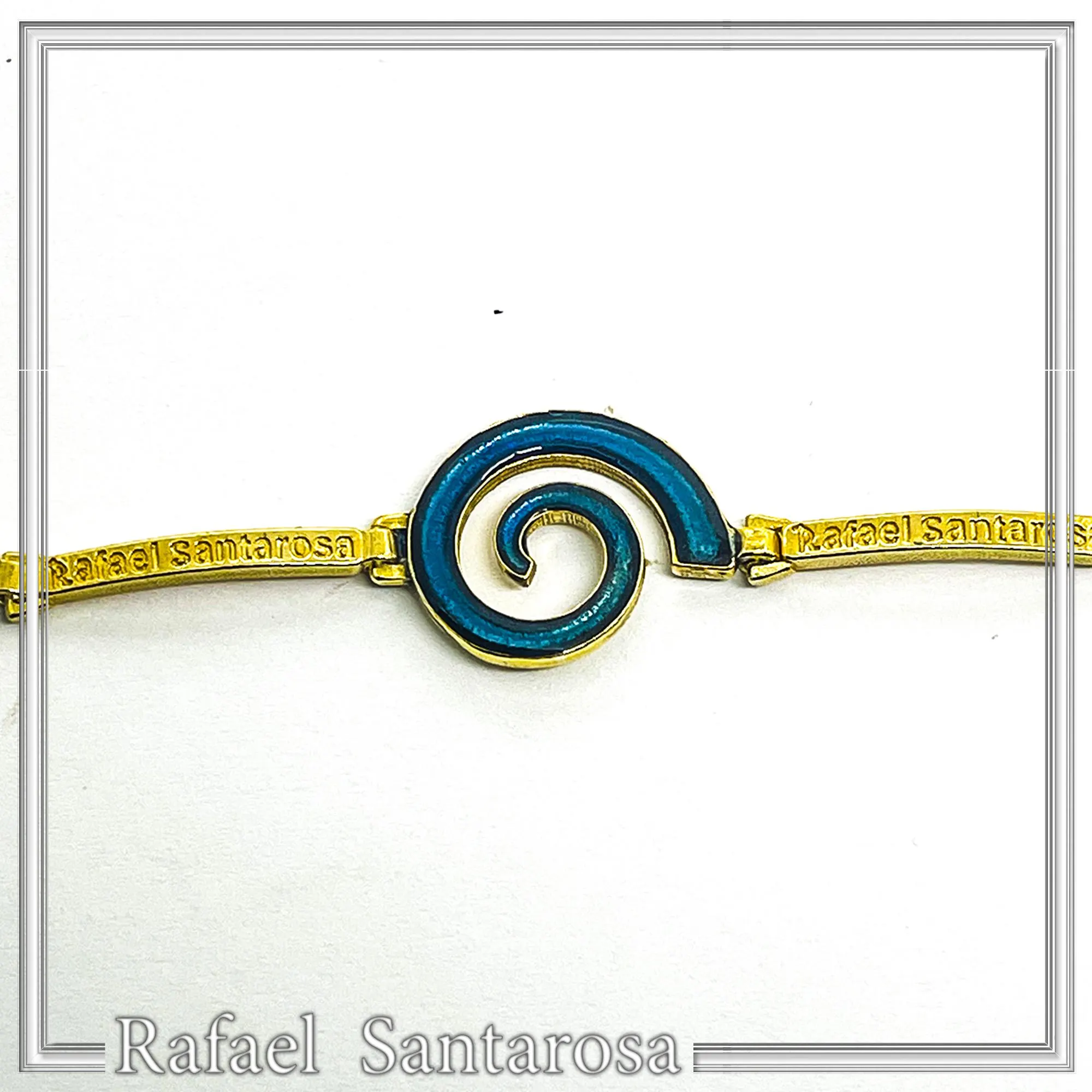 Spiral Sea Blue Enamel Charm Bracelet: Eternity Symbol of Galaxy 18K Gold Filled Silver — additional product image 3 from Rafael Santarosa Fine Jewelry