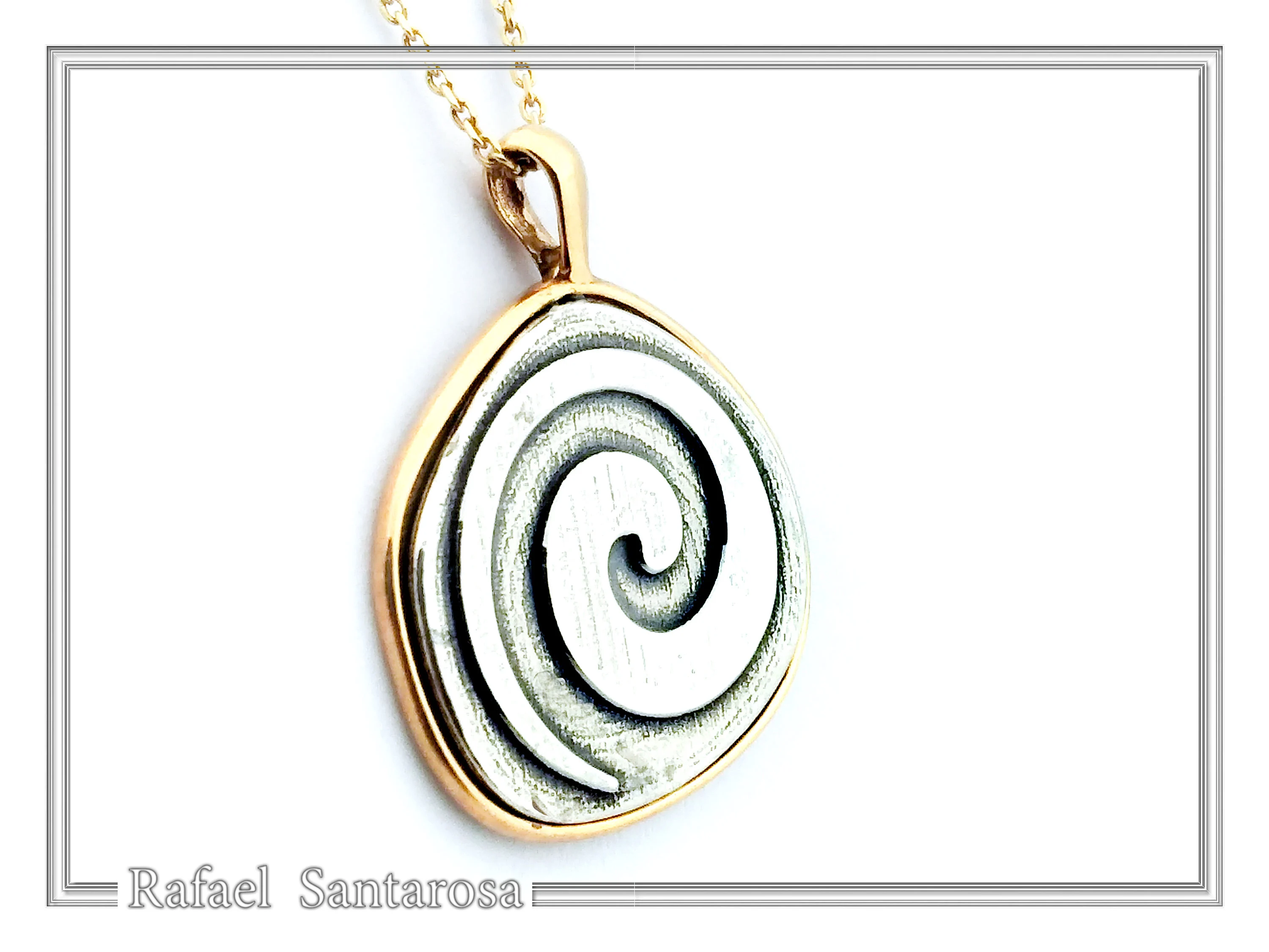 Spiral of Eternity Necklace: Milkyway Symbol Oxidized & 18K Gold Filled Sterling Silver Pendant — additional product image 7 from Rafael Santarosa Fine Jewelry