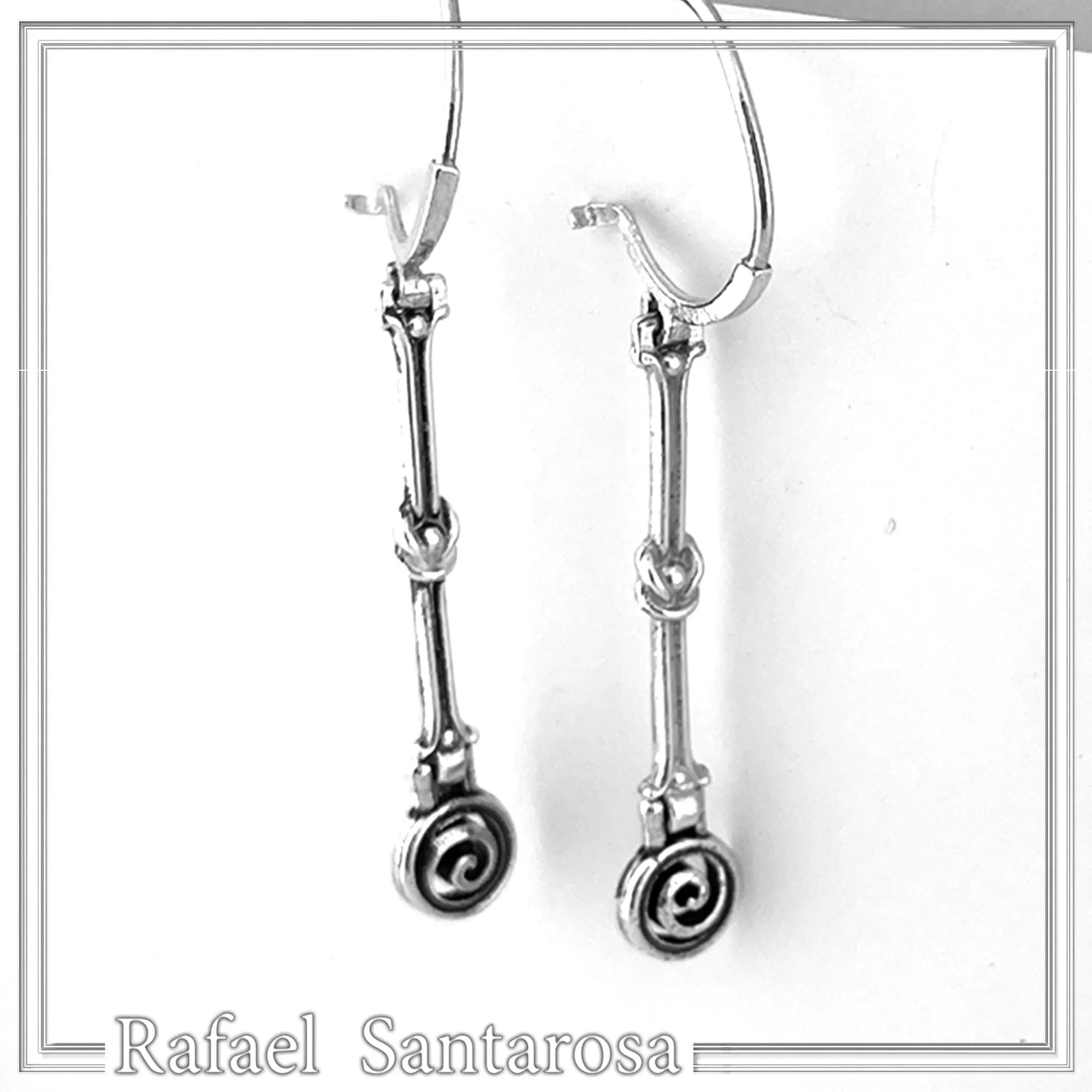 Spiral Dangle Earrings with Hercules Knot design: Sterling Silver Ancient Greek Museum Jewelry — additional product image 8 from Rafael Santarosa Fine Jewelry