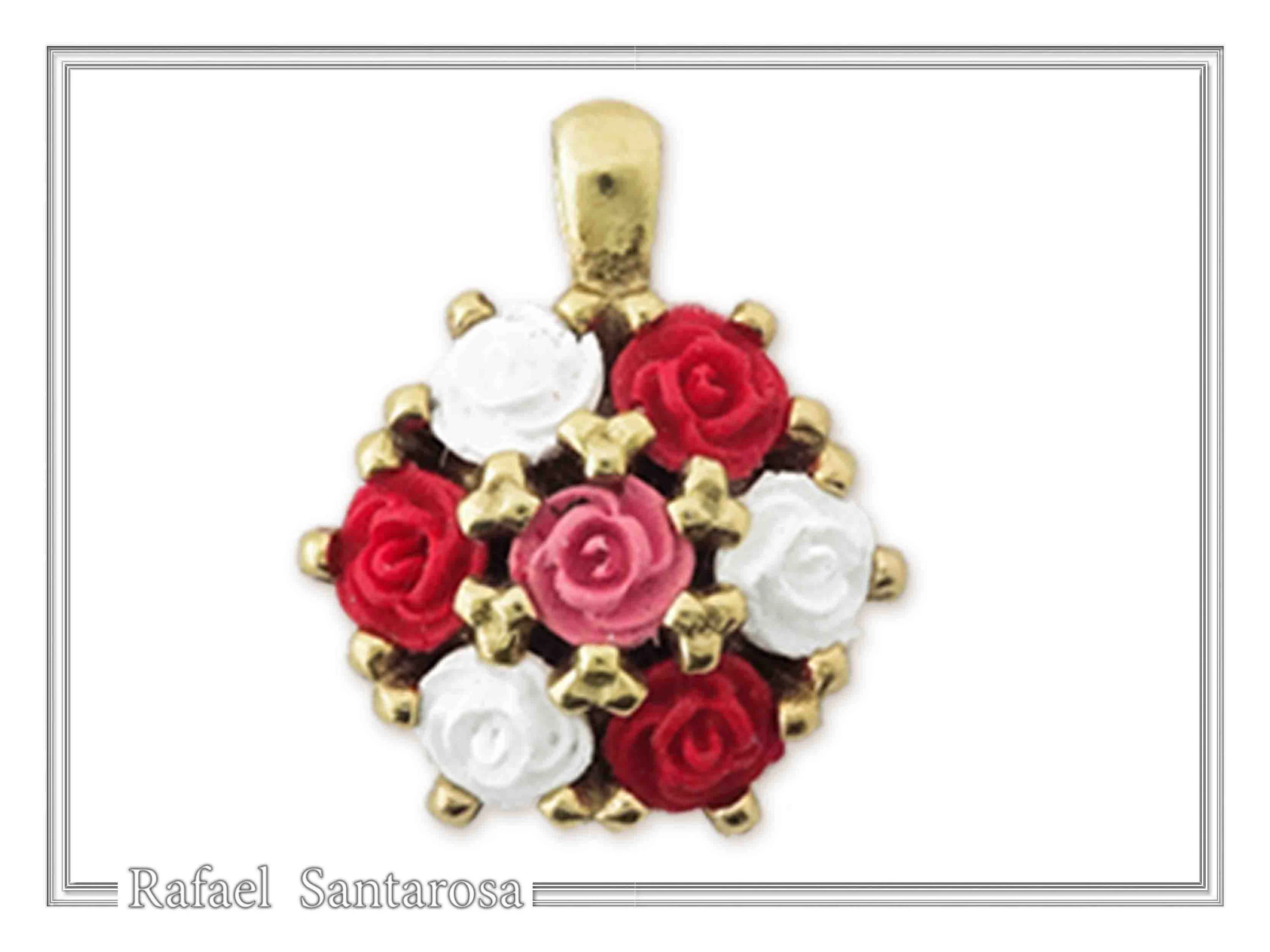 Handmade Alabaster Rose Flowers Necklace: Sterling Silver 18K Gold Filled Floral Pendant — additional product image 2 from Rafael Santarosa Fine Jewelry