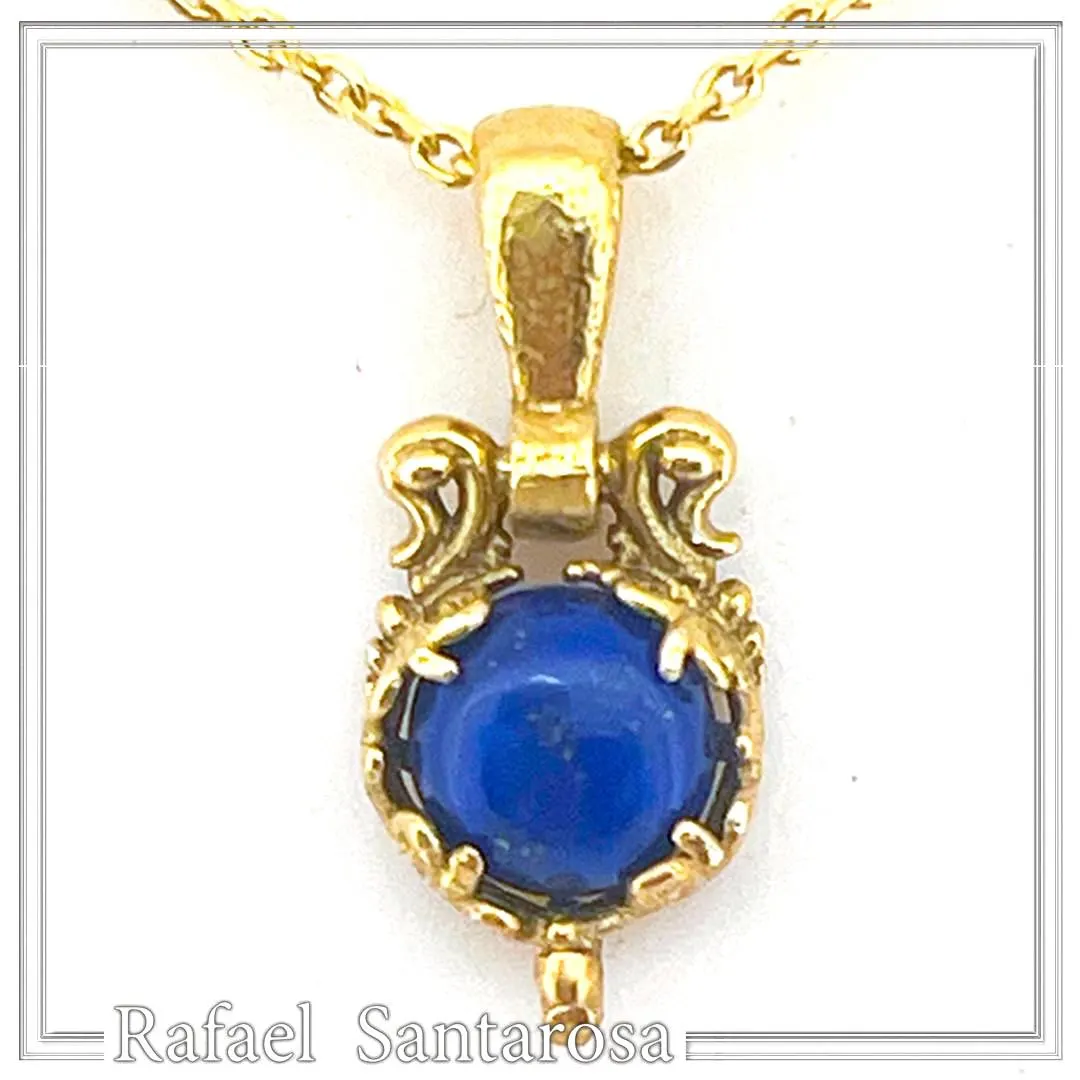 Lapis Lazuli Sterling Silver Necklace: 18K Gold-Filled Filigree, Pearl, Garnet, Peridot, Amethyst, Topaz — additional product image 3 from Rafael Santarosa Fine Jewelry