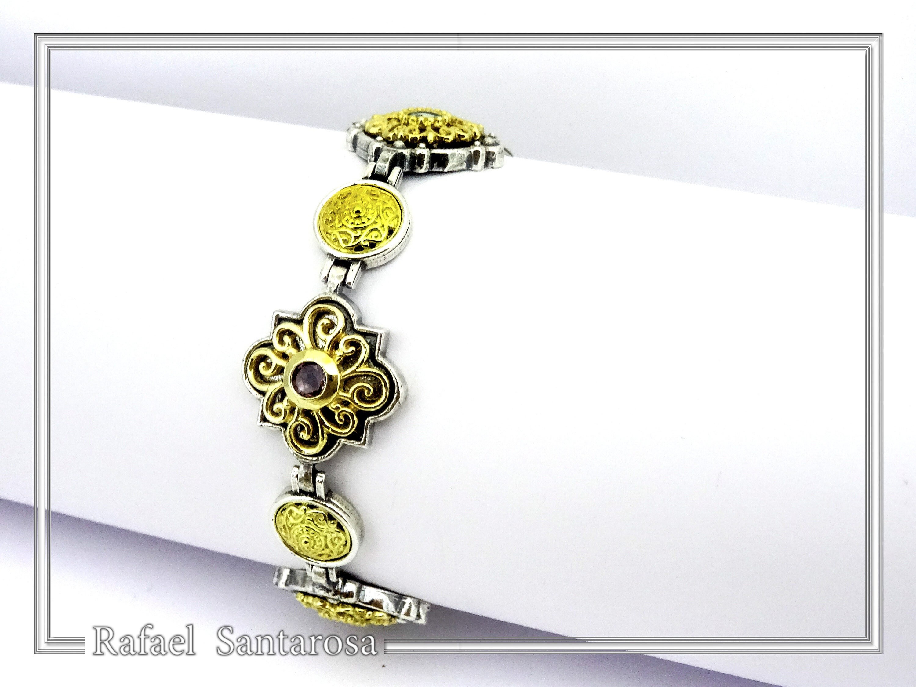 Byzantine Style Natural Gemstones Beaded Bracelet: Oxidized & 18K Gold-Filled Sterling Silver — additional product image 6 from Rafael Santarosa Fine Jewelry