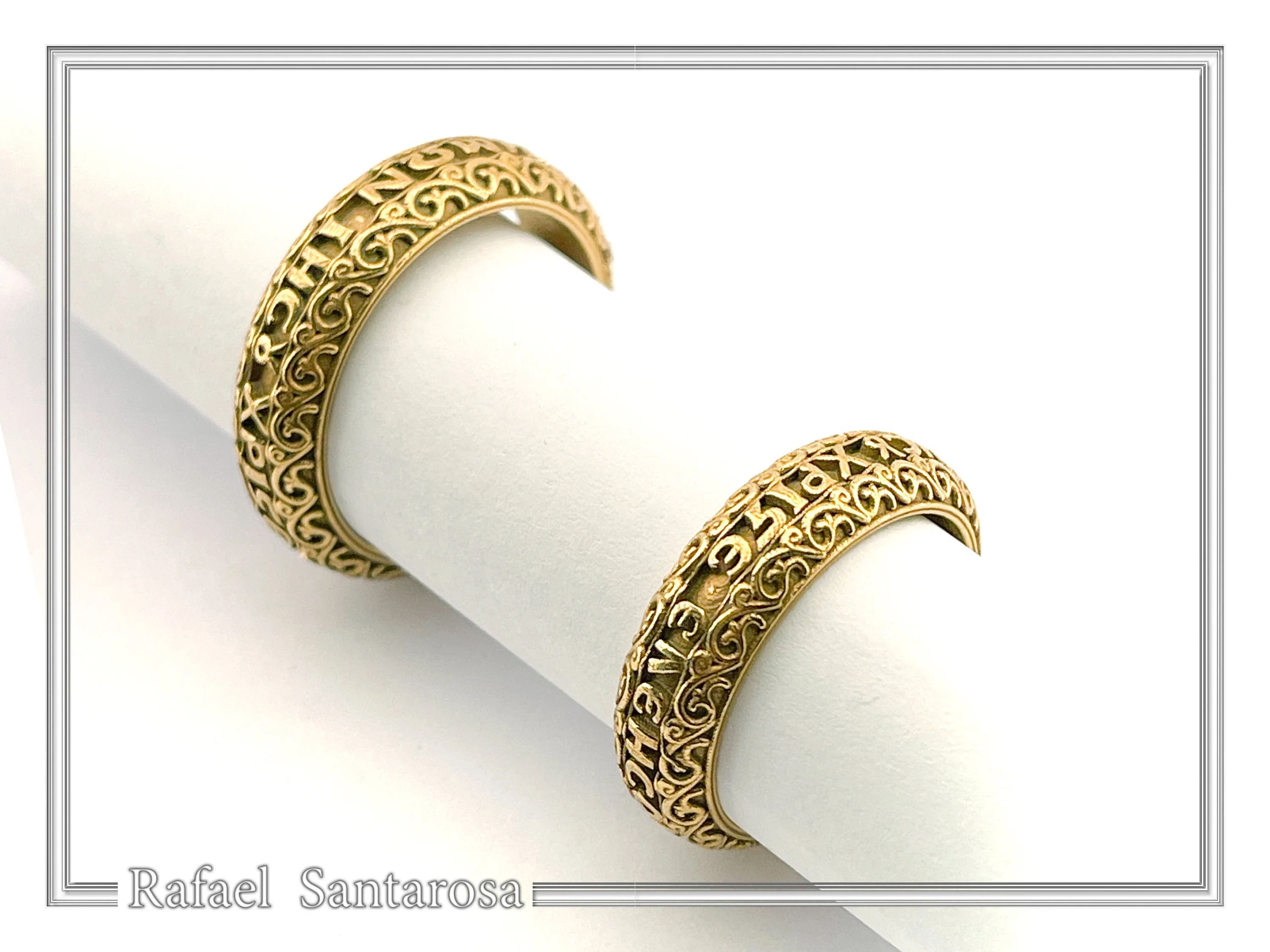 Orthodox Religious "Jesus Have Mercy" Prayer Ring: Byzantine Solid Gold Wedding Band — additional product image 5 from Rafael Santarosa Fine Jewelry