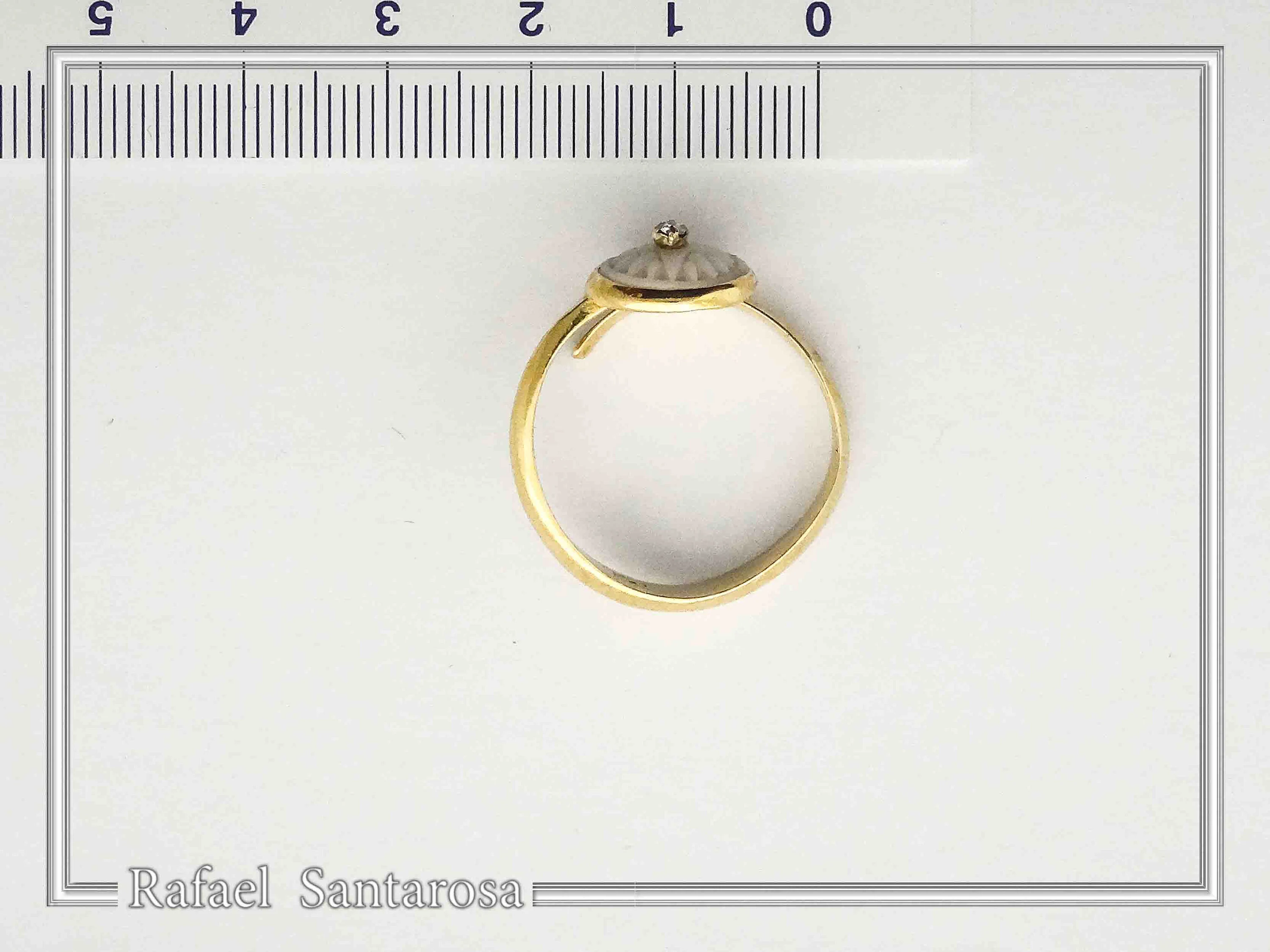 Greek Macedonian Sun Adjustable Statement Ring: Sculptured Marble, Zircon, 18K Gold-Filled Sterling Silver — additional product image 9 from Rafael Santarosa Fine Jewelry