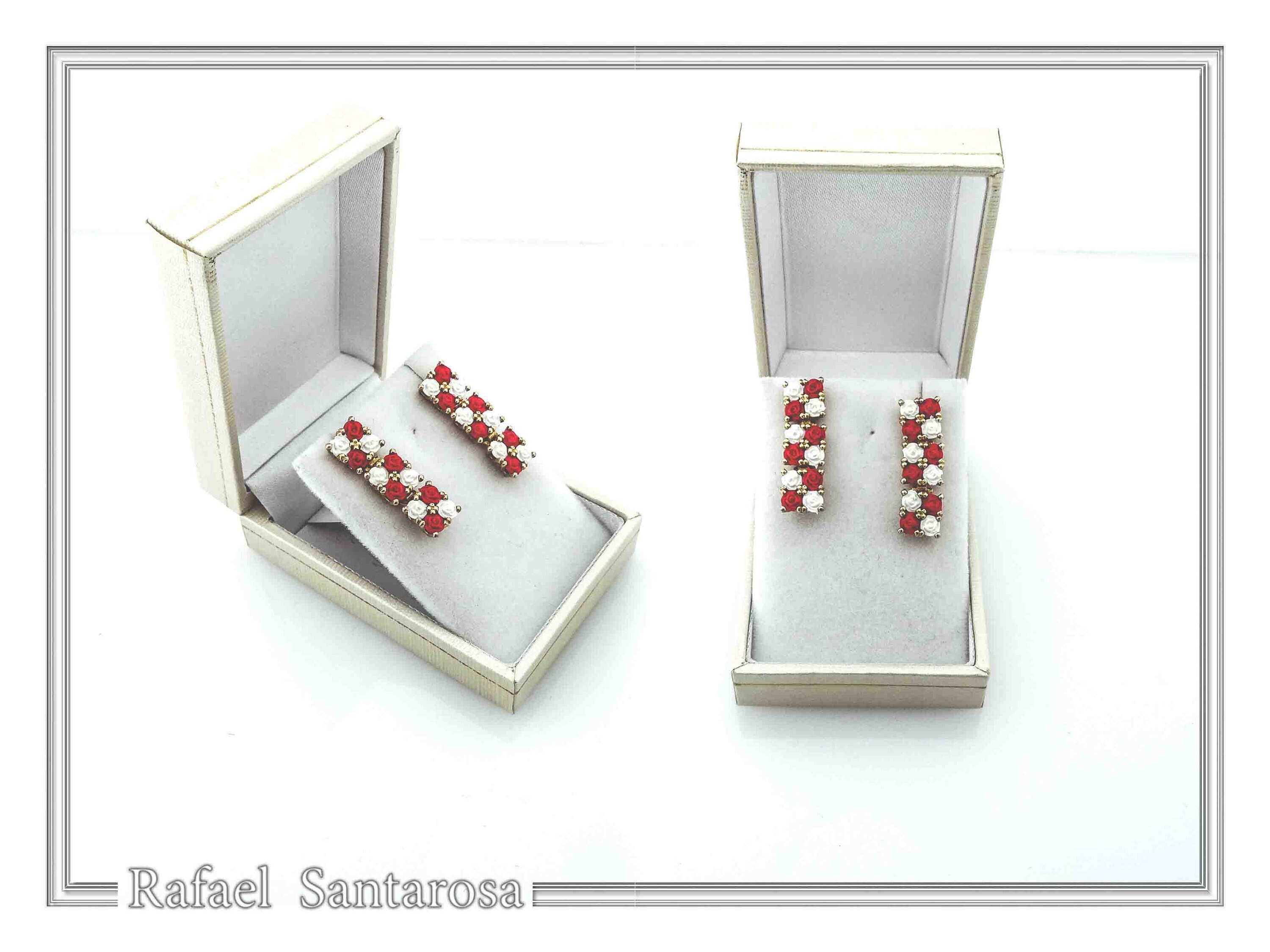 Rose Flowers alabaster gems pave Earrings: Sterling Silver Gold-Filled Floral Studs — additional product image 9 from Rafael Santarosa Fine Jewelry