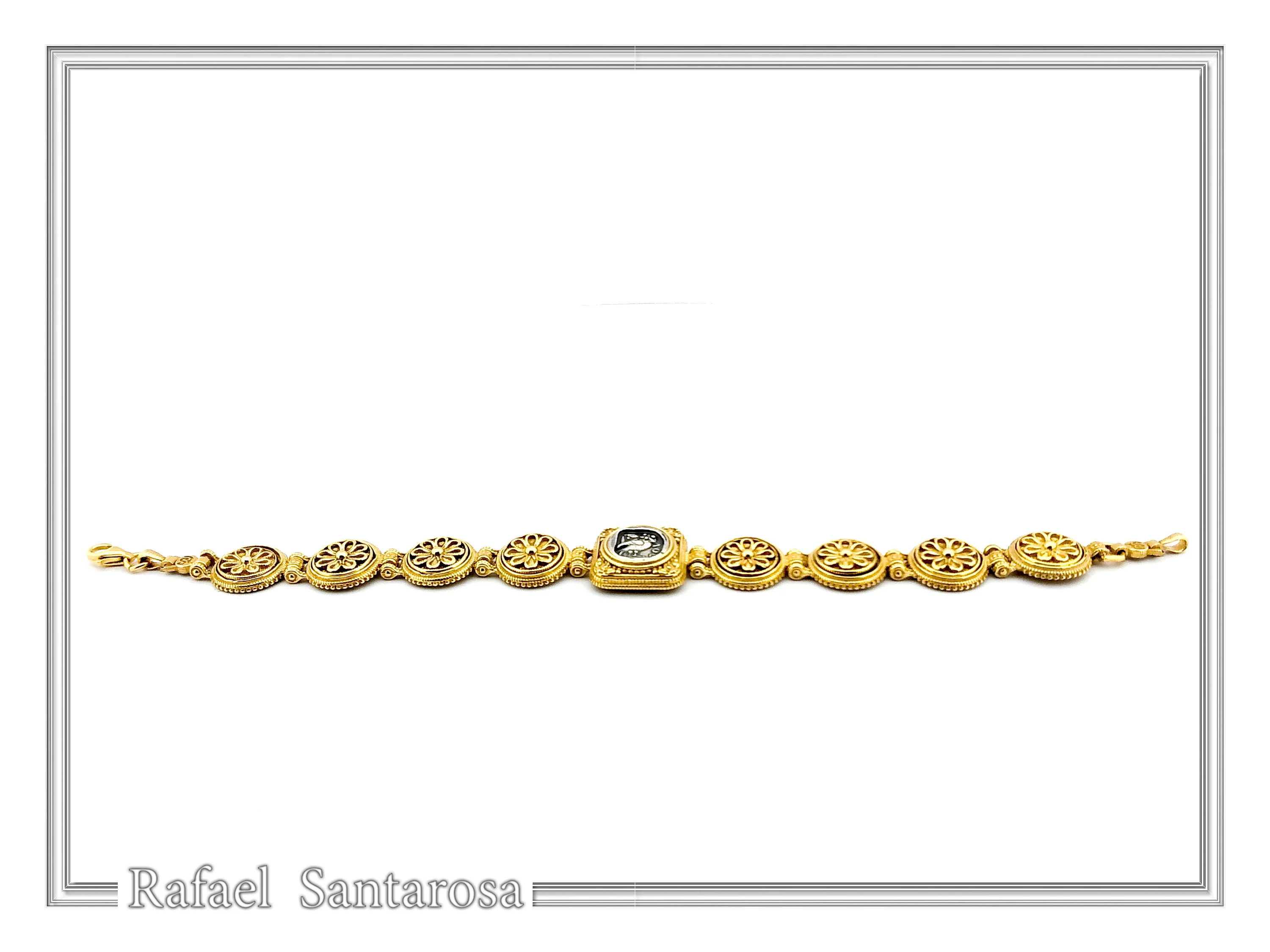 Tetradrachm Owl Coin Ancient Greek style Beaded Bracelet: 18k Gold Filled & Oxidized Sterling Silver — additional product image 6 from Rafael Santarosa Fine Jewelry