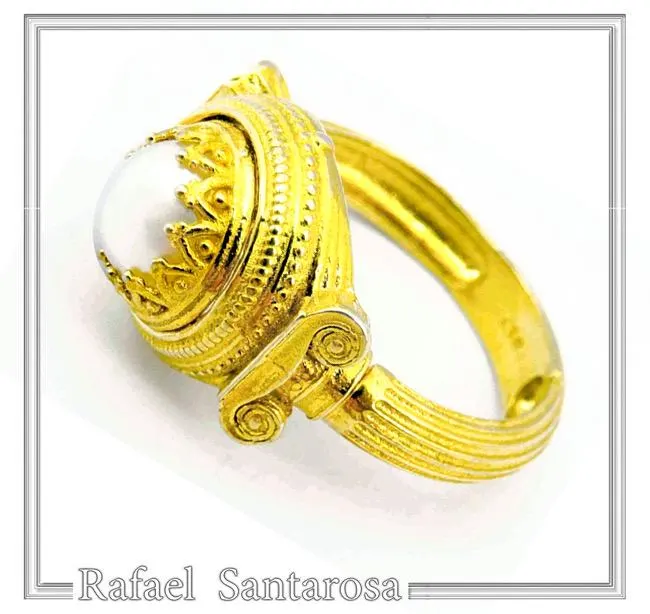 Ancient Greek Temple Ionic Column Natural Pearl Ring 18K Gold-Filled Sterling Silver, Museum Inspired — additional product image 4 from Rafael Santarosa Fine Jewelry