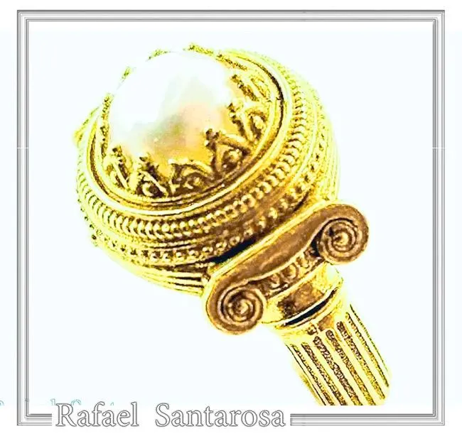 Ancient Greek Temple Ionic Column Natural Pearl Ring 18K Gold-Filled Sterling Silver, Museum Inspired — additional product image 8 from Rafael Santarosa Fine Jewelry