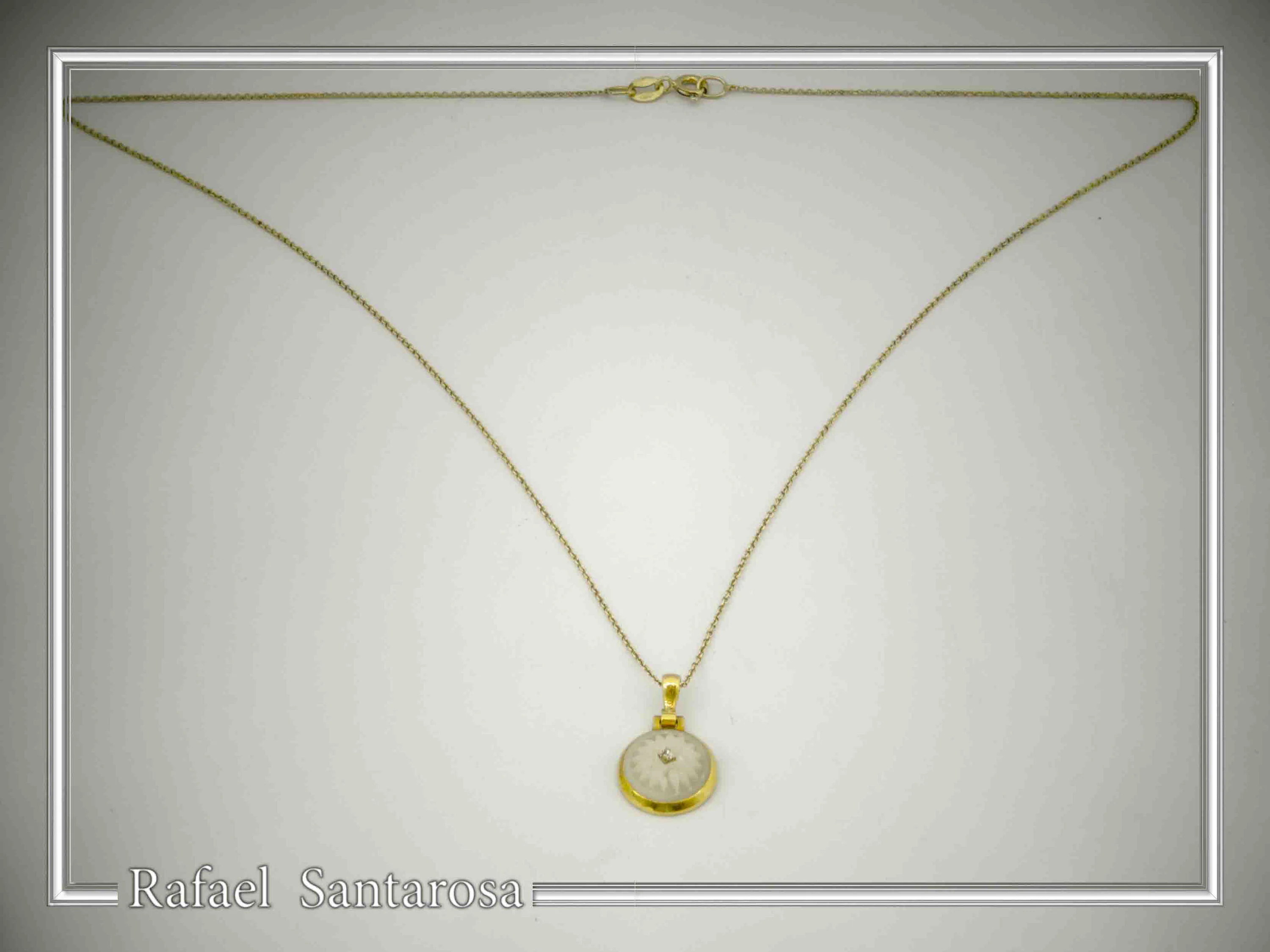 Marble Greek Macedonian Sun Symbol Necklace: Ancient Greek Museum 18K Gold-Filled Silver Pendant — additional product image 6 from Rafael Santarosa Fine Jewelry