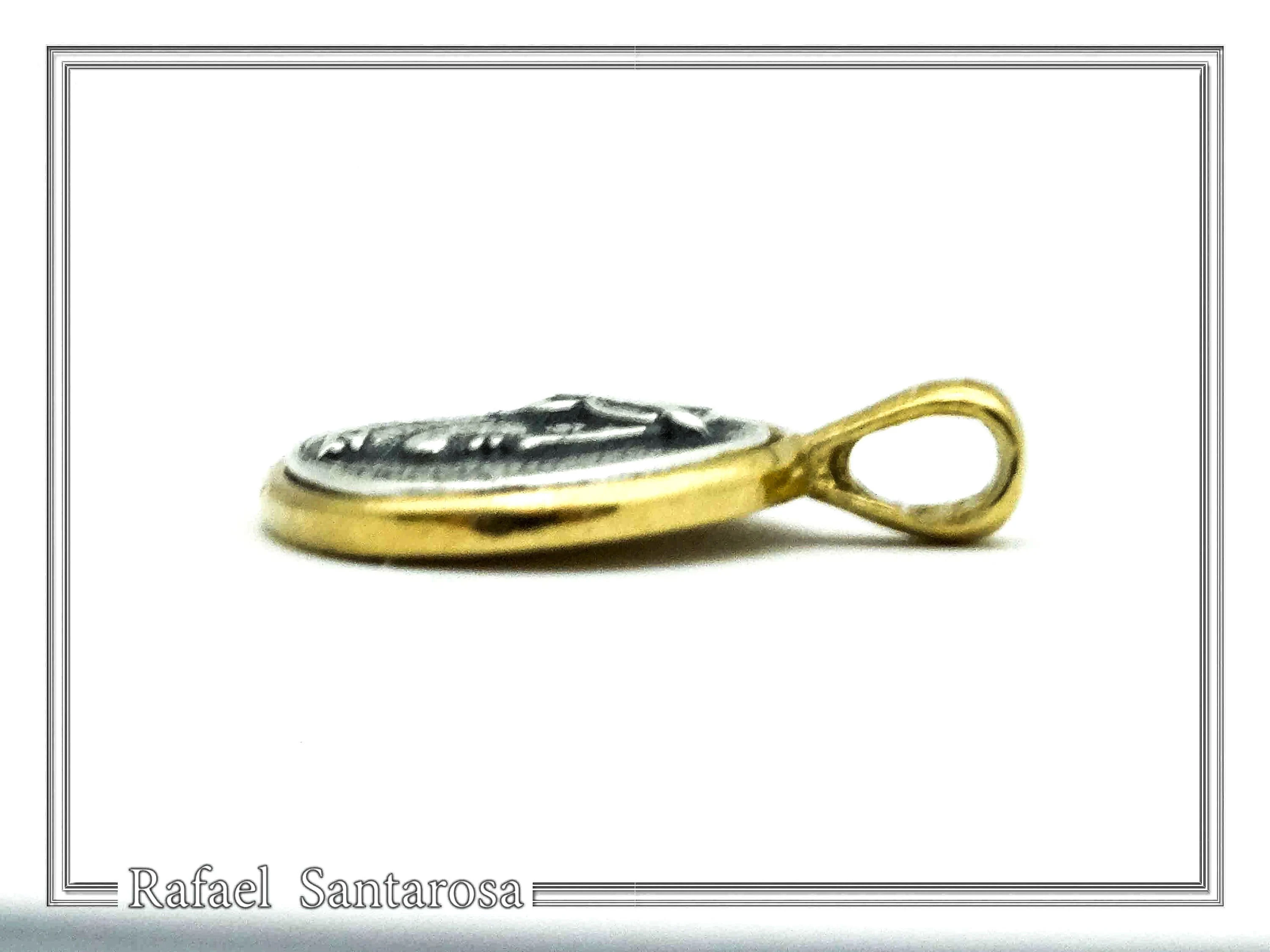 Athena Goddess Coin Pendant, Greek Museum Replica Necklace: Oxidized & 18K Gold Filled Sterling Silver — additional product image 7 from Rafael Santarosa Fine Jewelry