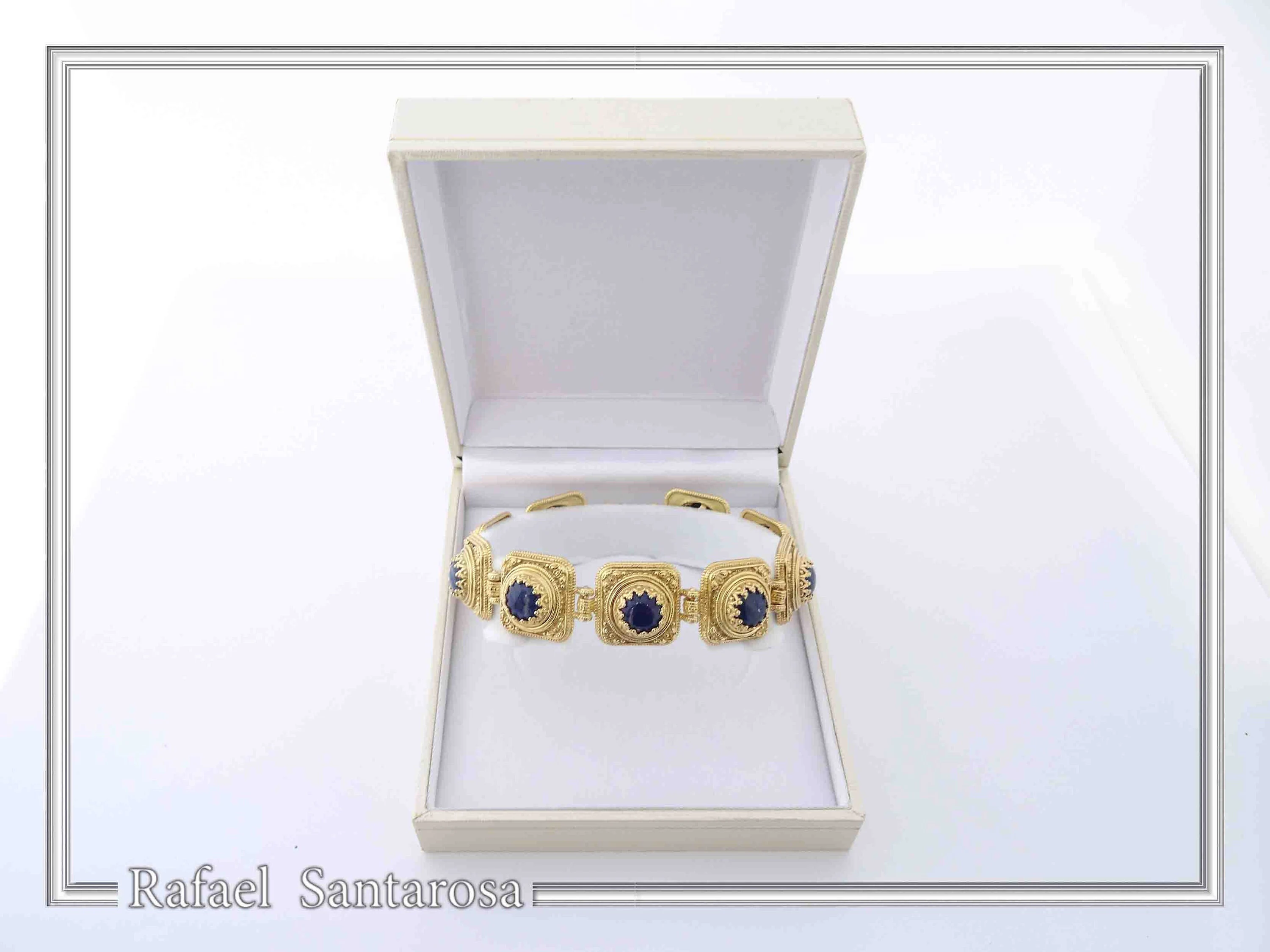 Lapis Lazuli Byzantine Bracelet Sterling Silver 18k Gold Filled Filigree Granulation Jewelry — additional product image 9 from Rafael Santarosa Fine Jewelry