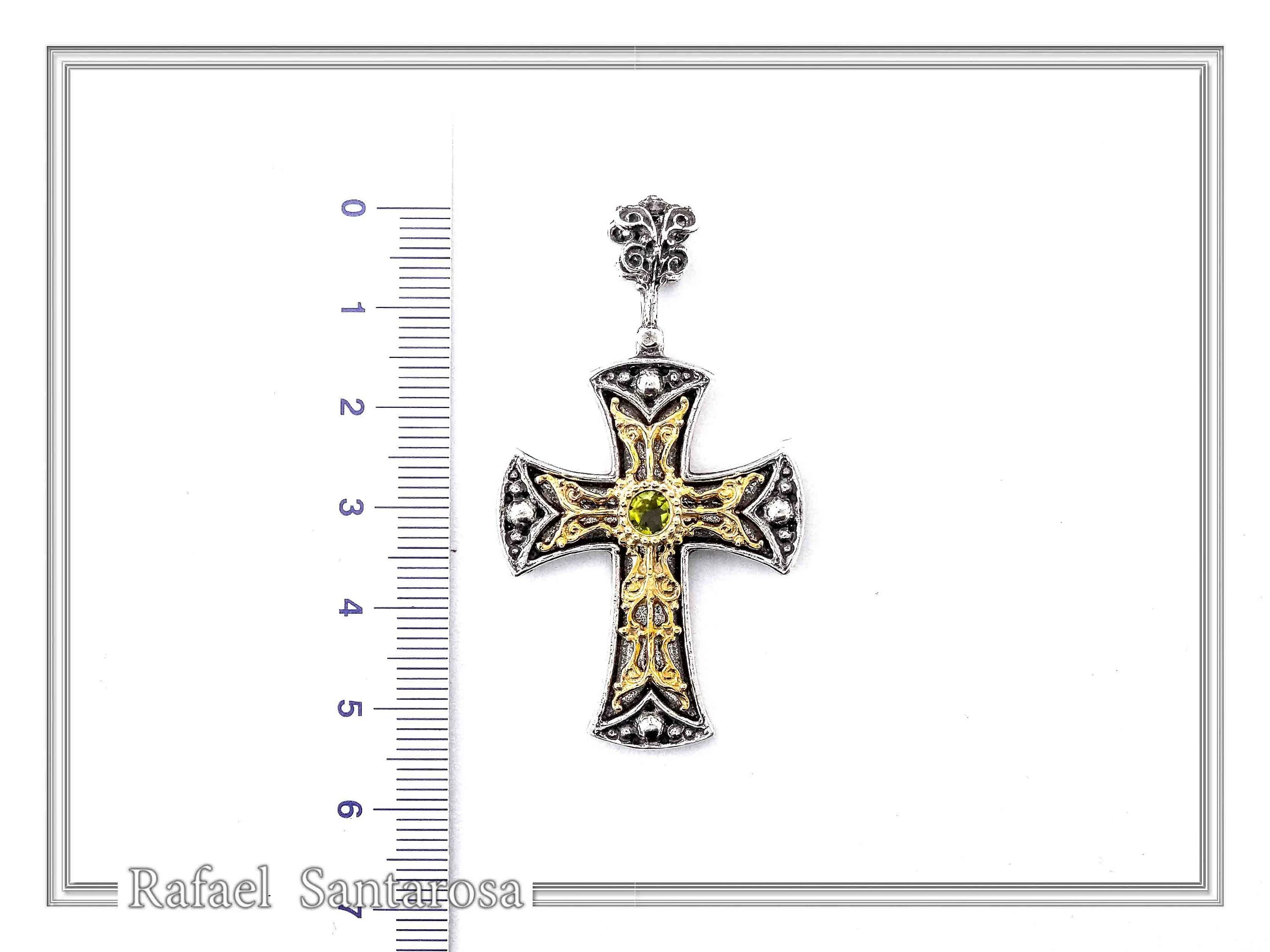 Byzantine Religious Christian Cross Necklace: Natural Garnet, Oxidized & 18K Gold filled Sterling Silver — additional product image 8 from Rafael Santarosa Fine Jewelry