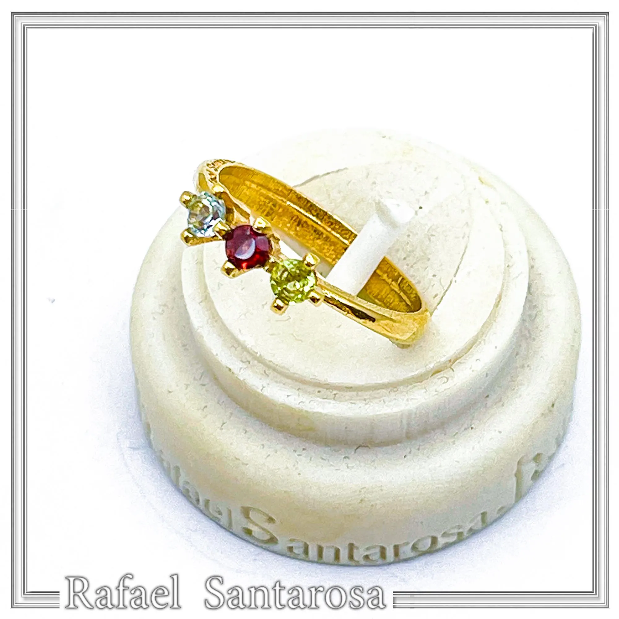 Sterling Silver 18k Gold Filled Ring with Garnet Topaz Peridot Handmade Modern Jewelry Design — additional product image 10 from Rafael Santarosa Fine Jewelry