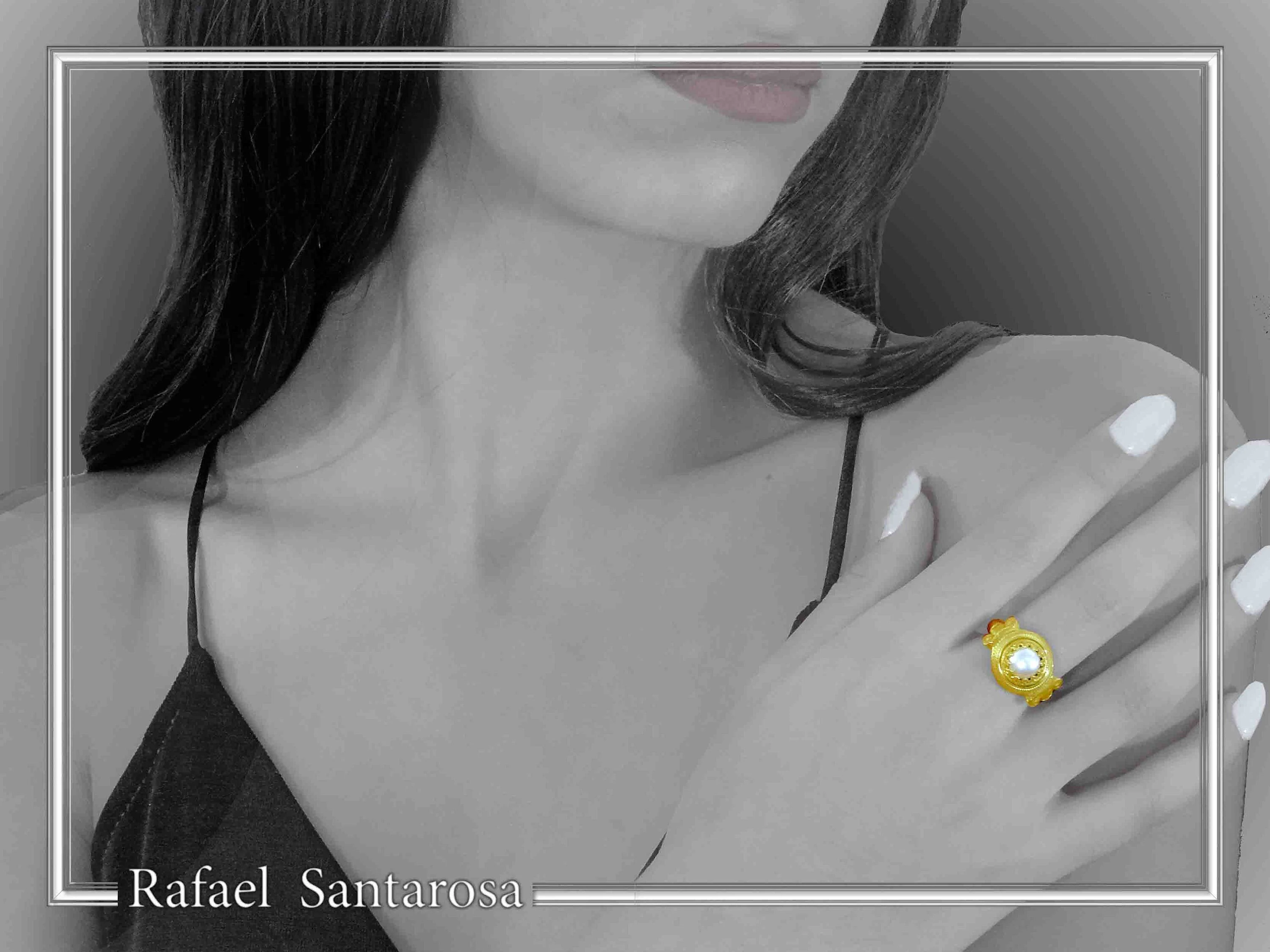 Natural Lapis Lazuli Ancient Greek Ionic Column Design Sterling Silver 18K Gold-Filled Ring — additional product image 6 from Rafael Santarosa Fine Jewelry