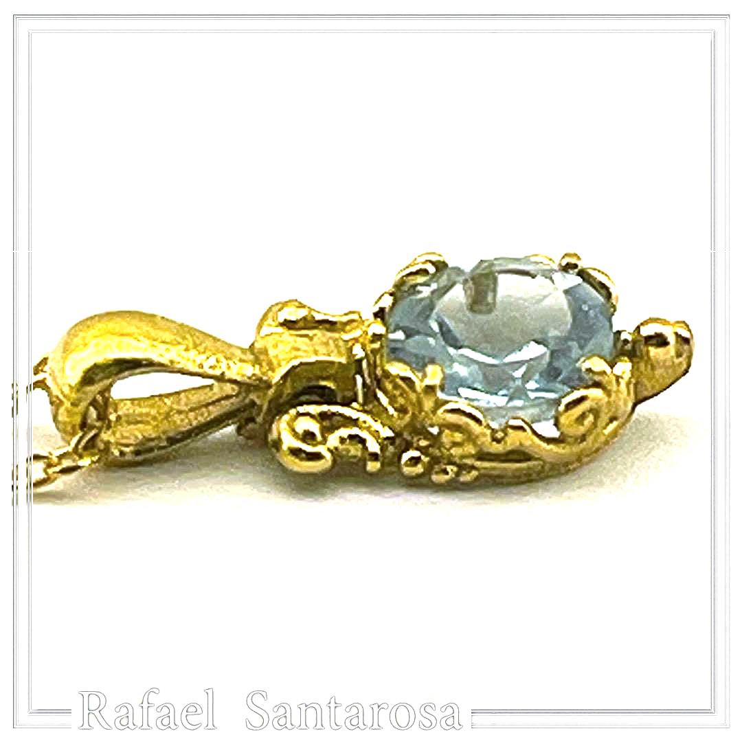 Natural Topaz Filigree Charm Necklace: 18K Gold-Filled Sterling Silver Delicate Tiny Pendant — additional product image 4 from Rafael Santarosa Fine Jewelry