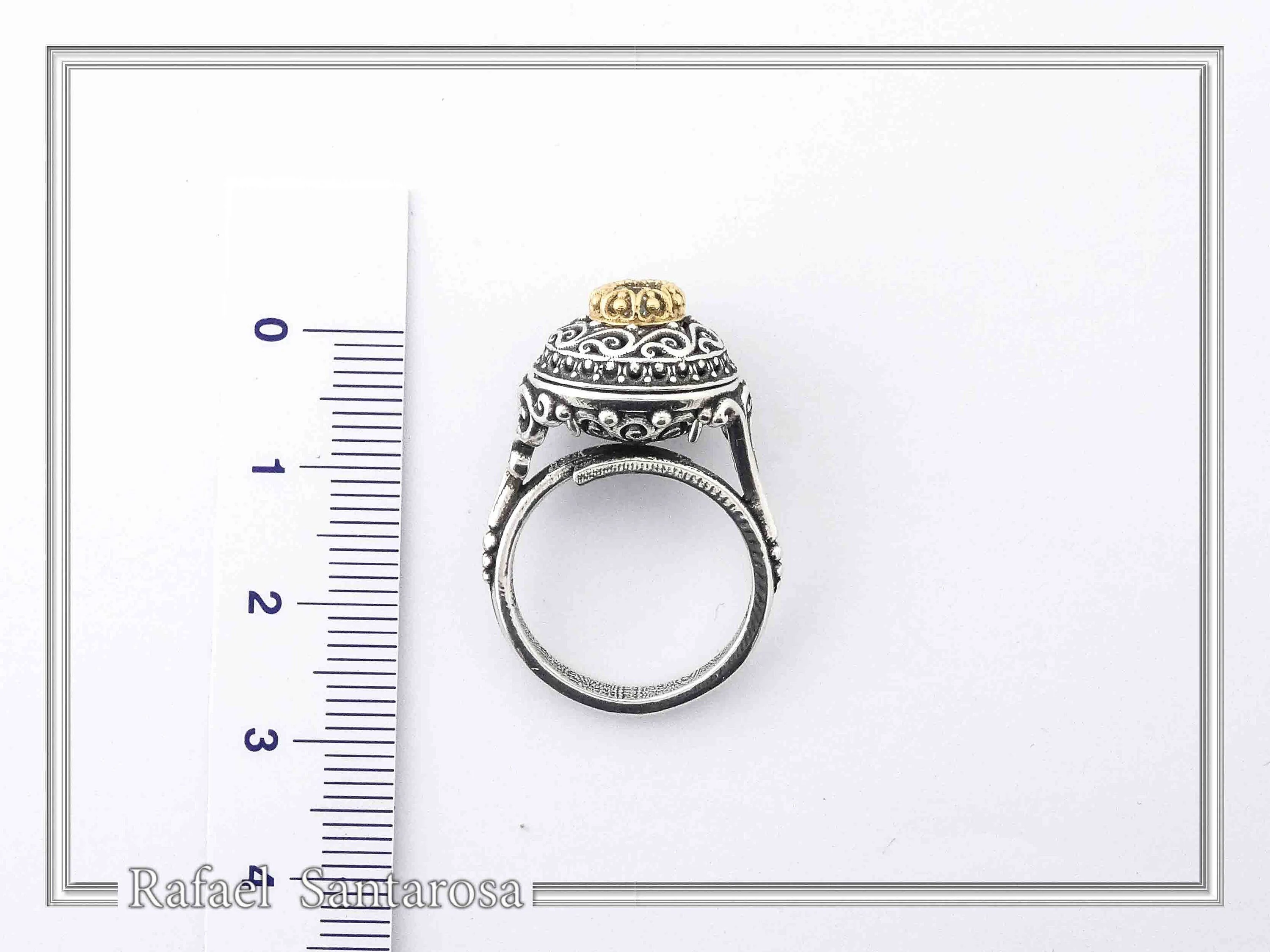 Sterling Silver Ring, 18K Gold Filled Filigree Bezel and 5mm Natural Sky-Blue Topaz — additional product image 10 from Rafael Santarosa Fine Jewelry