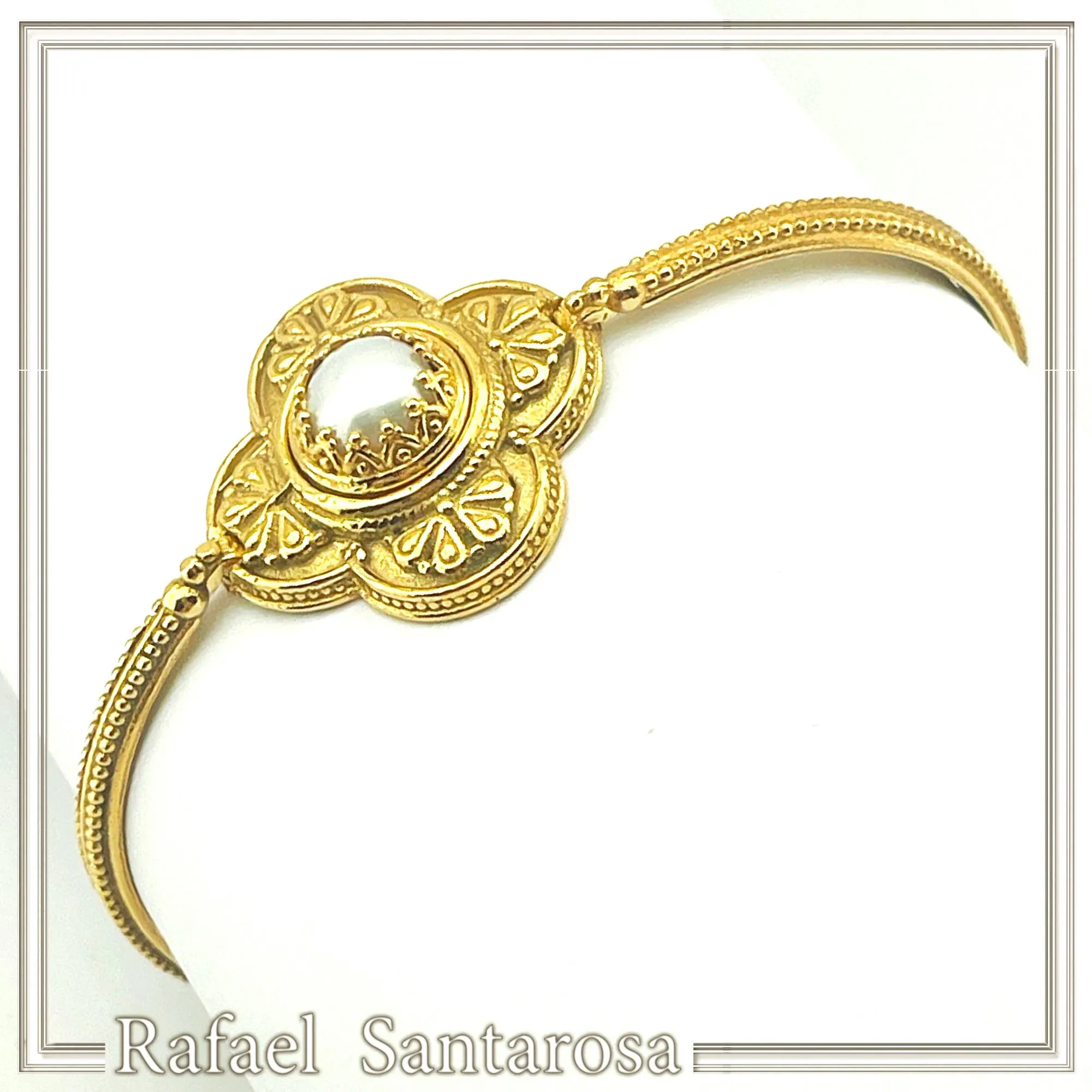 Byzantine Cross Pearl Filigree Bangle Bracelet: 18K Gold Filled Sterling Silver — additional product image 3 from Rafael Santarosa Fine Jewelry