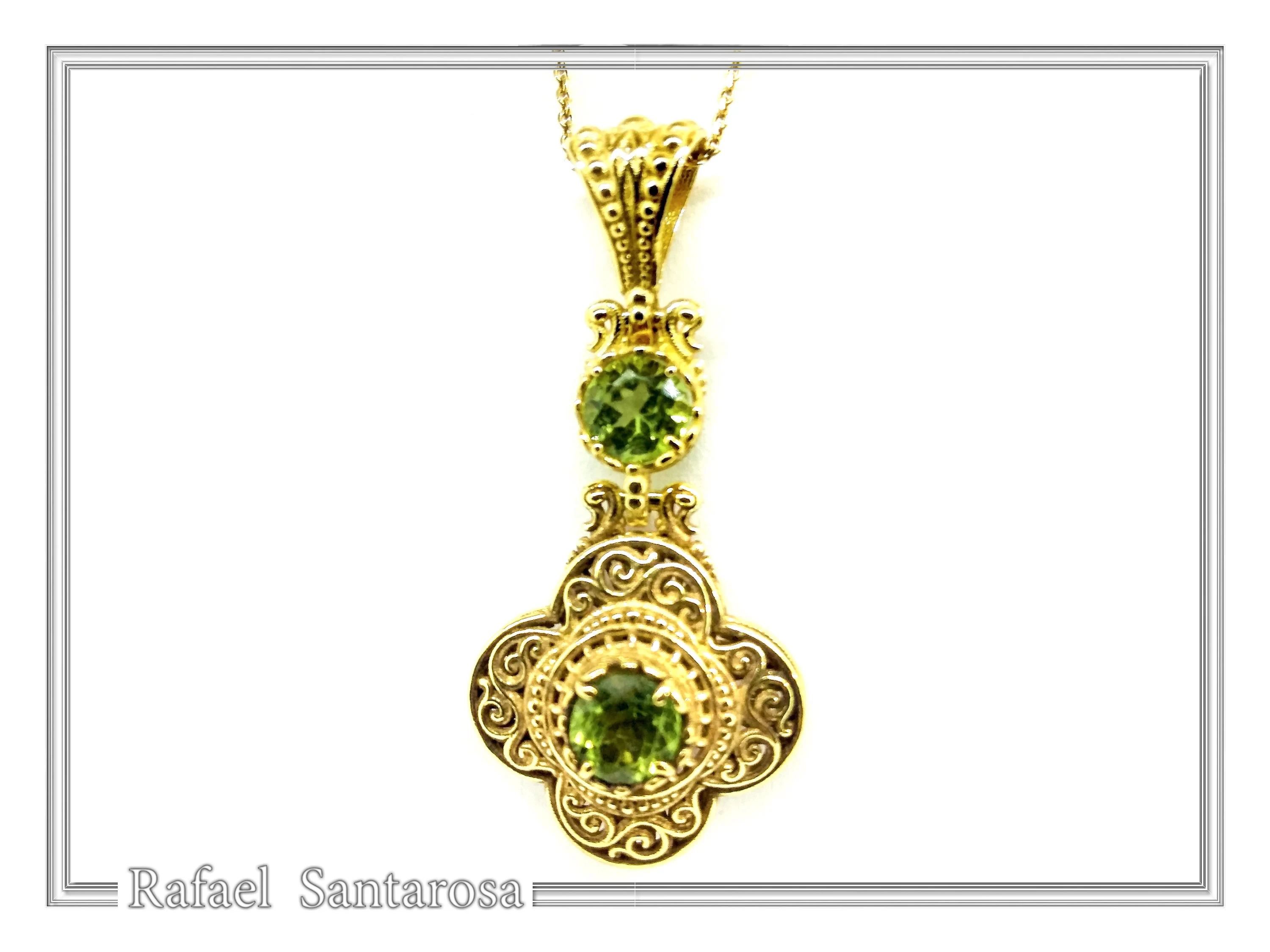Byzantine Cross Pendant Sterling Silver 18k Gold Filled Peridot 5mm Gemstone Brilliant Cut Necklace — additional product image 9 from Rafael Santarosa Fine Jewelry