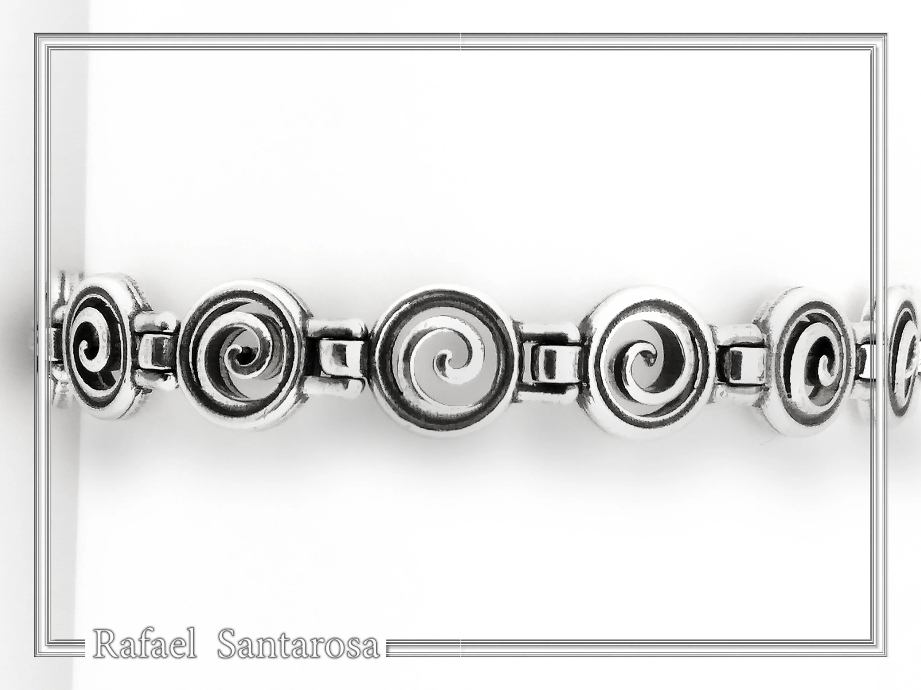 Spiral Eternity Symbol Beaded Bracelet: Ancient Greek Museum Silver Jewelry — additional product image 6 from Rafael Santarosa Fine Jewelry